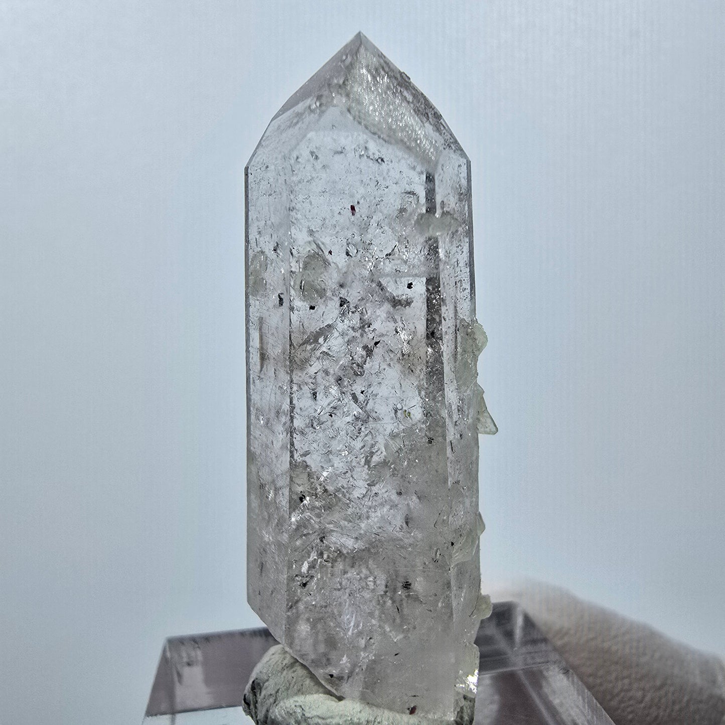 Enhydro Quartz with Prehnite, Analcim Streep Mine, Goboboseb, Namibia 41*15*10mm
