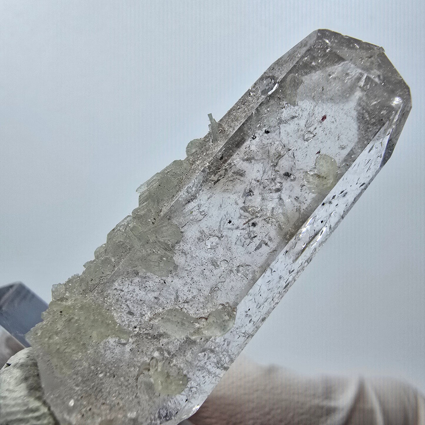 Enhydro Quartz with Prehnite, Analcim Streep Mine, Goboboseb, Namibia 41*15*10mm