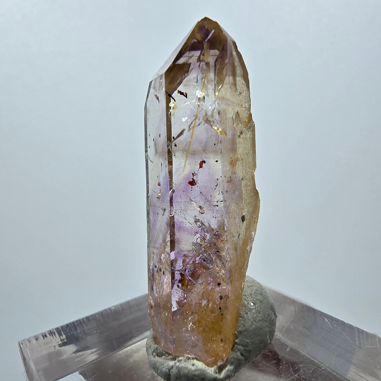 Améthyste fantôme Enhydro, mine d'hématite Streep, Goboboseb, Namibie, 32 x 11 x 11 mm