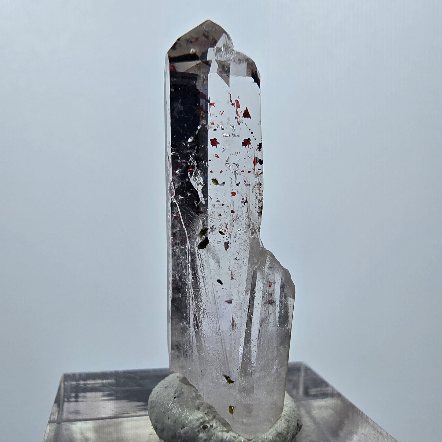 Quartz clair Harlequin Mine Point Streep, Goboboseb, Namibie 34 x 11 x 8 mm
