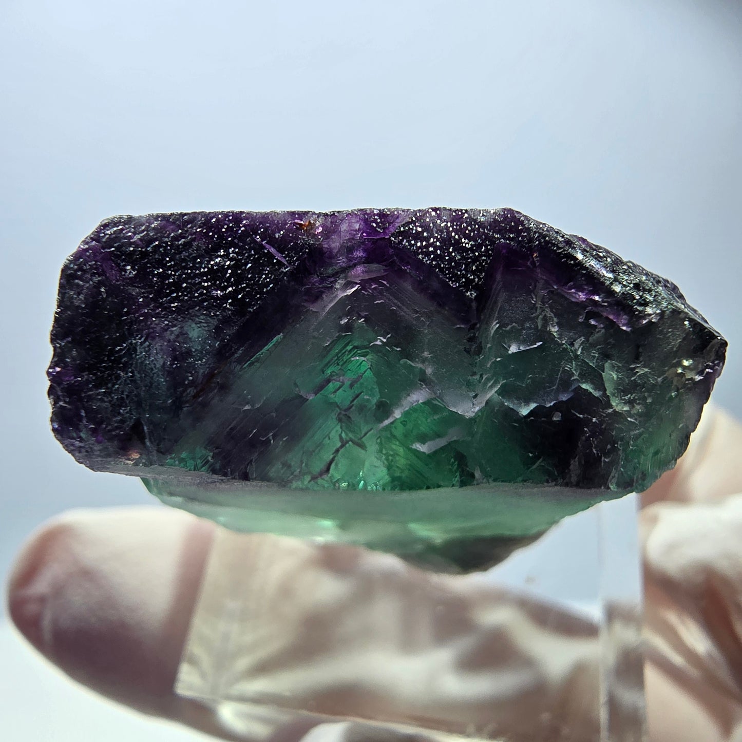 Spécimen rare de cube de fluorite, vert violet, Okorusu, Namibie, 29 x 26 x 15 mm