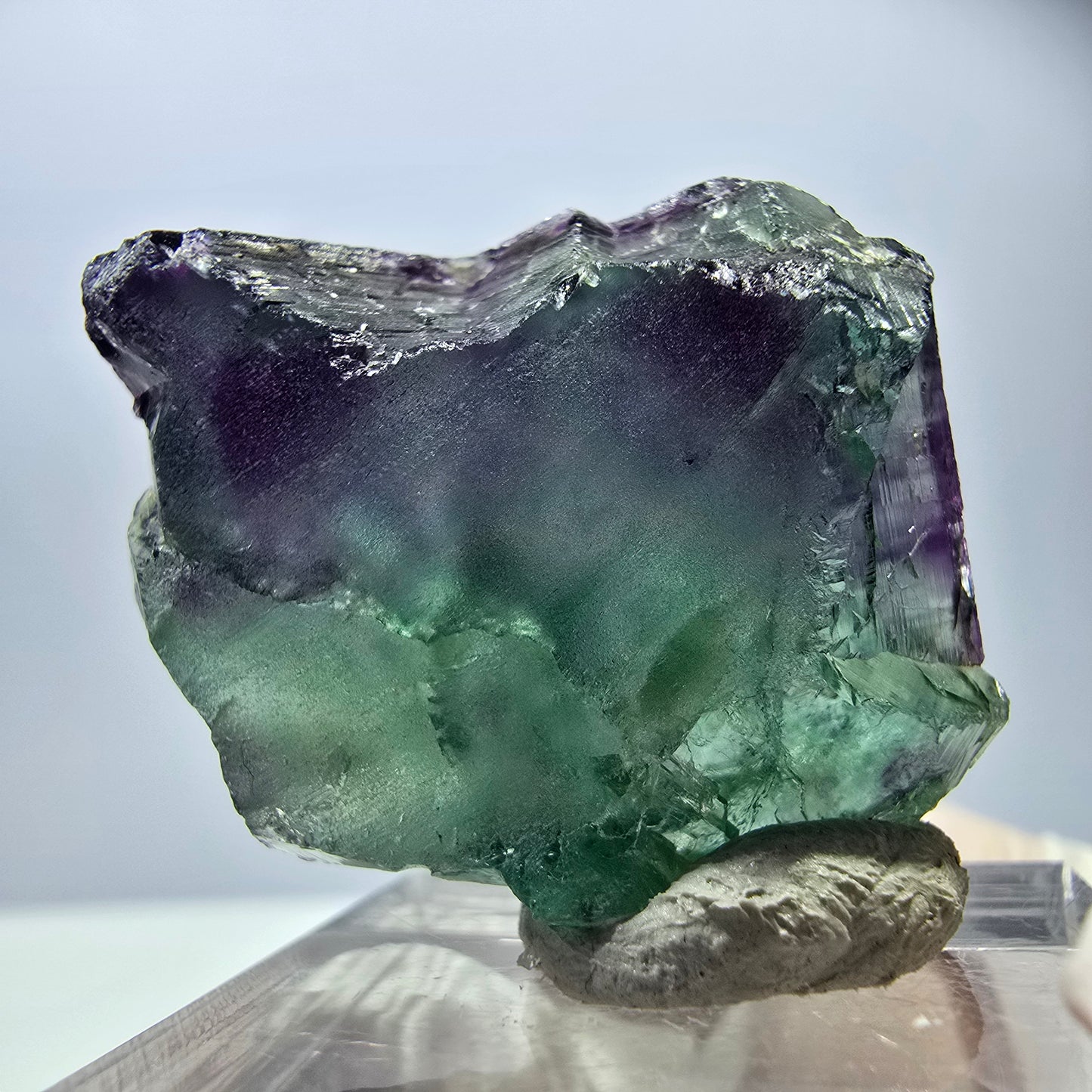 Spécimen rare de cube de fluorite, vert violet, Okorusu, Namibie, 29 x 26 x 15 mm