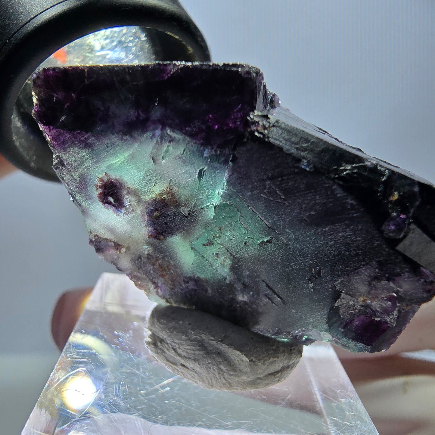 Rare spécimen de cube de fluorite, vert violet, Okorusu, Namibie, 36 x 26 x 22 mm