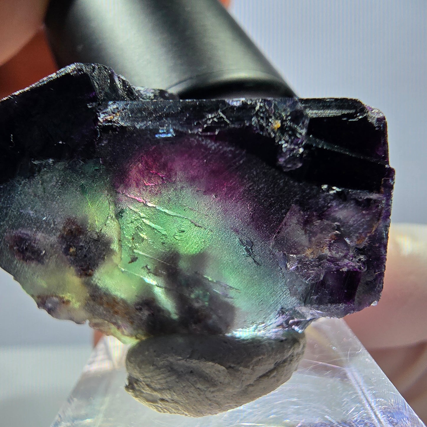Rare spécimen de cube de fluorite, vert violet, Okorusu, Namibie, 36 x 26 x 22 mm