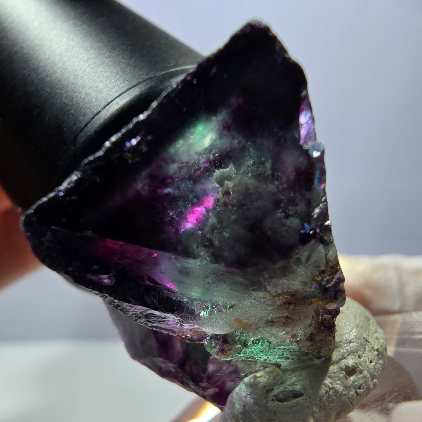 Rare spécimen de cube de fluorite, vert violet, Okorusu, Namibie, 36 x 26 x 22 mm