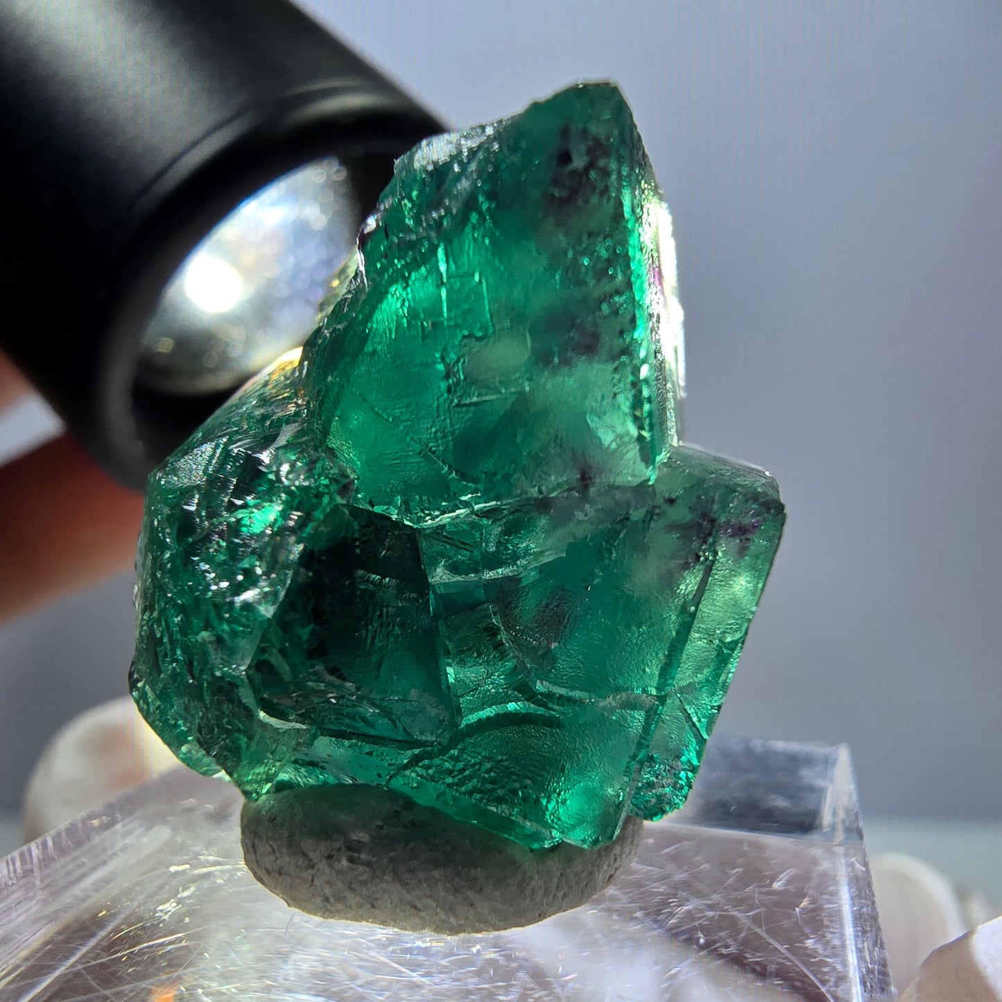 Rare spécimen de cube de fluorite, vert violet, Okorusu, Namibie, 28 x 21 x 21 mm