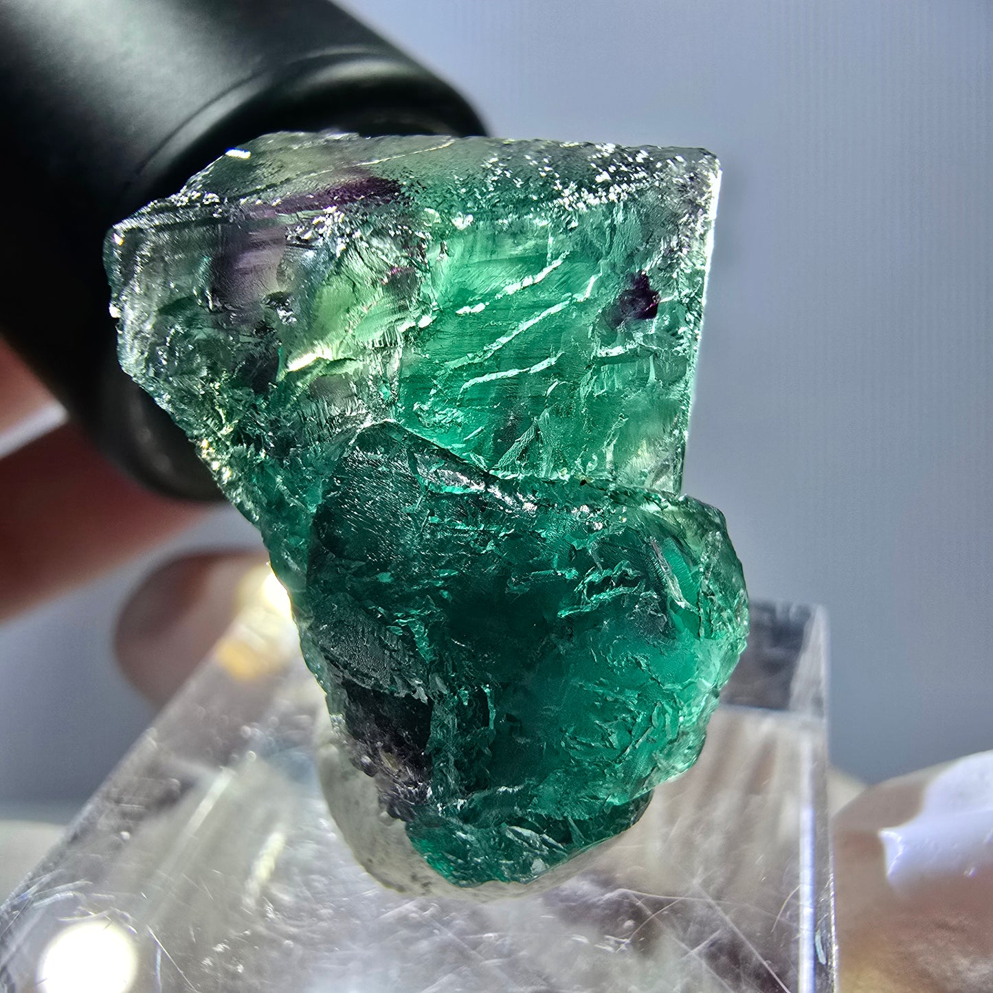 Rare spécimen de cube de fluorite, vert violet, Okorusu, Namibie, 28 x 21 x 21 mm