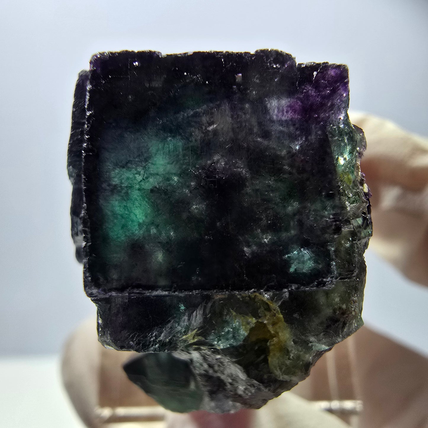 Spécimen rare de cube de fluorite, vert violet, Okorusu, Namibie, 29 x 25 x 21 mm