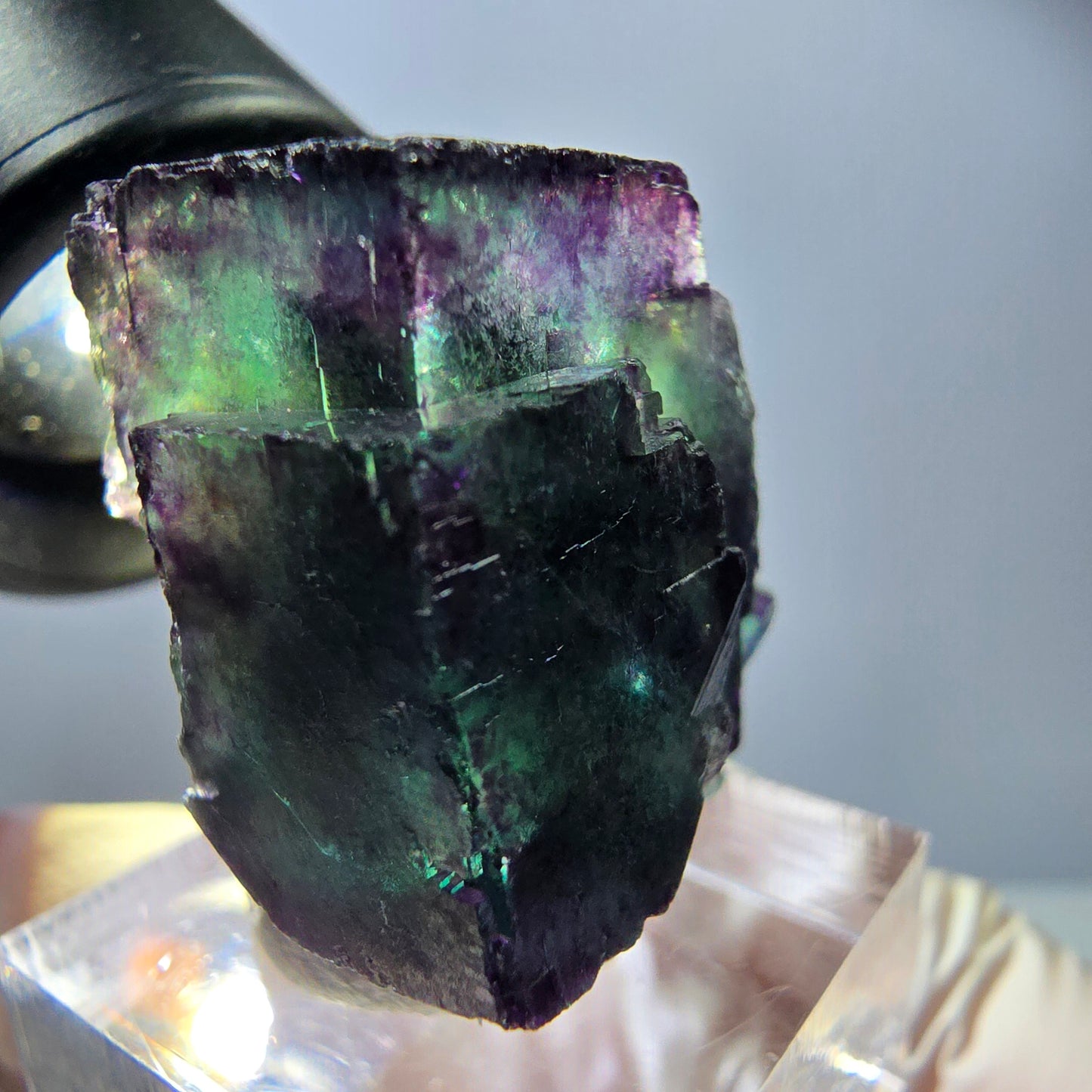 Spécimen rare de cube de fluorite, vert violet, Okorusu, Namibie, 29 x 25 x 21 mm