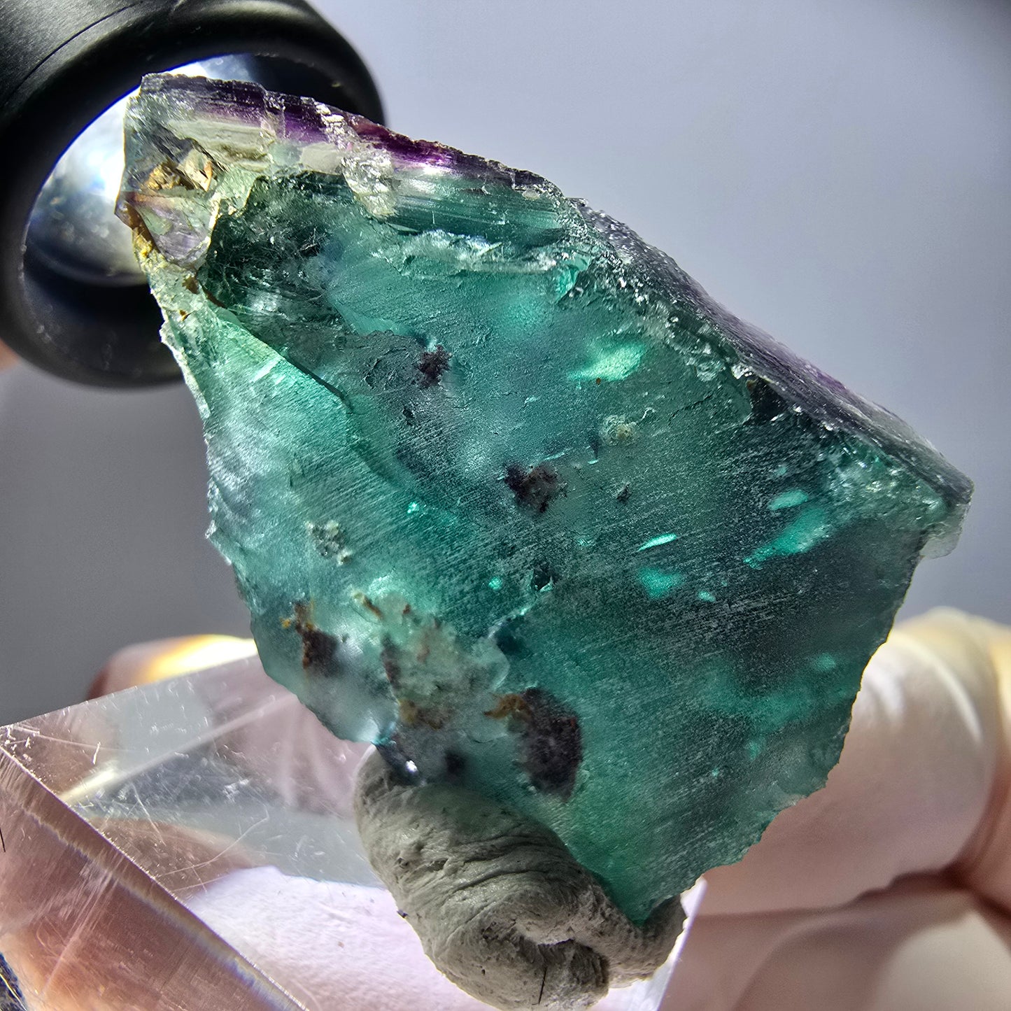 Spécimen rare de cube de fluorite, vert violet, Okorusu, Namibie, 40 x 31 x 17 mm