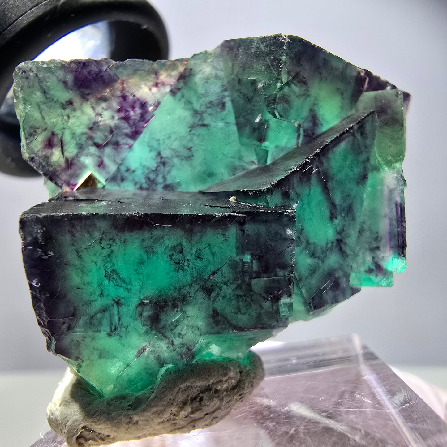 Spécimen rare de cube de fluorite, vert violet, Okorusu, Namibie, 40 x 31 x 17 mm