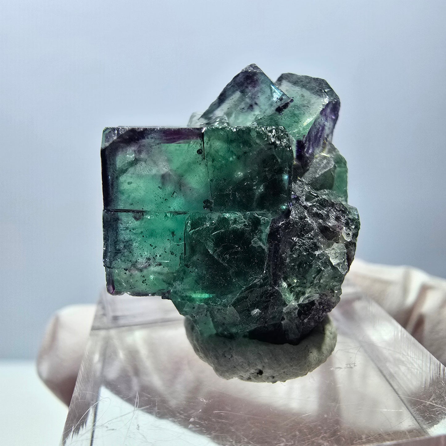 Seltene Fluorit Würfel Stufe, grün lila Okorusu, Namibia 25*23*12mm