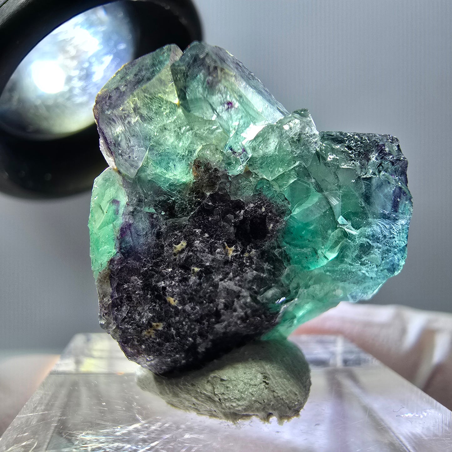 Seltene Fluorit Würfel Stufe, grün lila Okorusu, Namibia 25*23*12mm