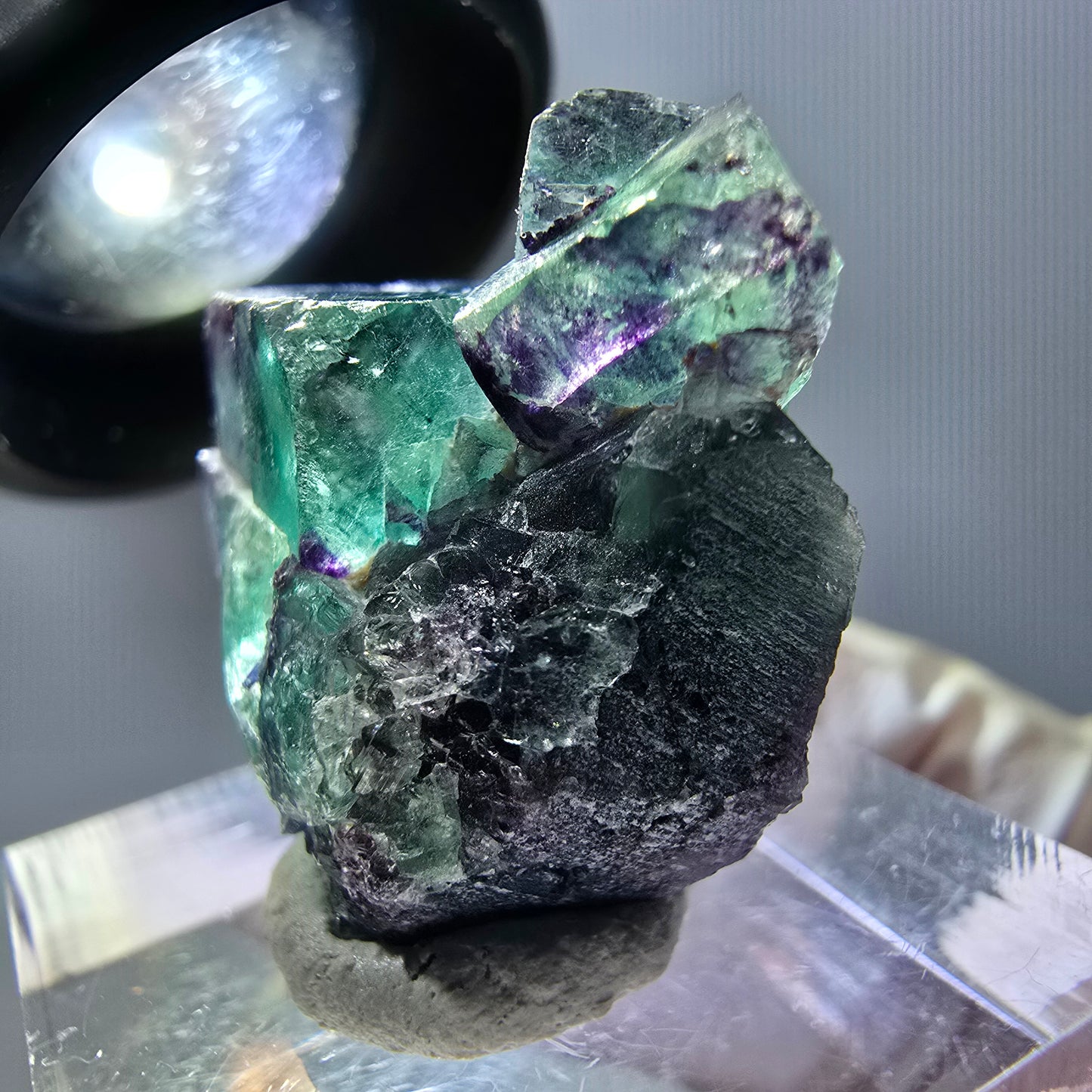 Seltene Fluorit Würfel Stufe, grün lila Okorusu, Namibia 25*23*12mm