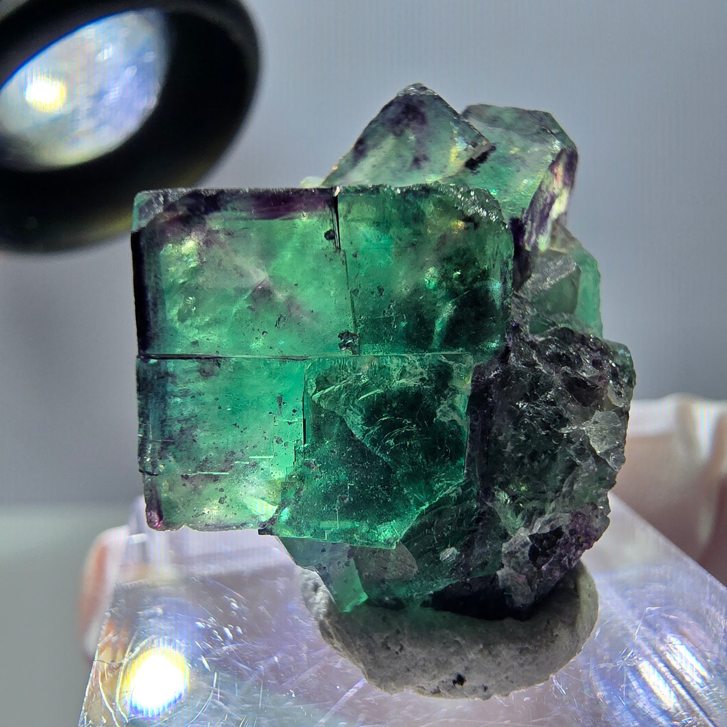 Seltene Fluorit Würfel Stufe, grün lila Okorusu, Namibia 25*23*12mm