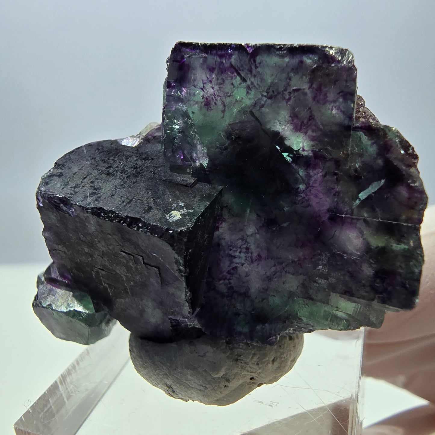 Seltene Fluorit Würfel Stufe, grün lila Okorusu, Namibia 42*30*16mm
