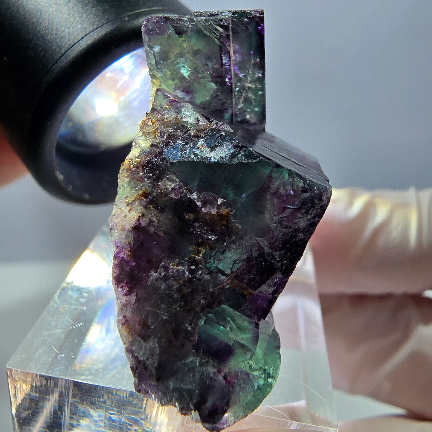 Seltene Fluorit Würfel Stufe, grün lila Okorusu, Namibia 42*30*16mm