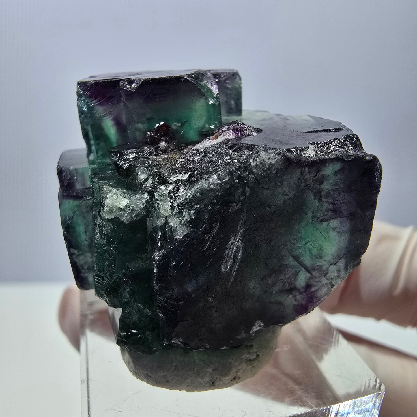 Seltene Fluorit Würfel Stufe, grün lila Okorusu, Namibia 29*28*27mm