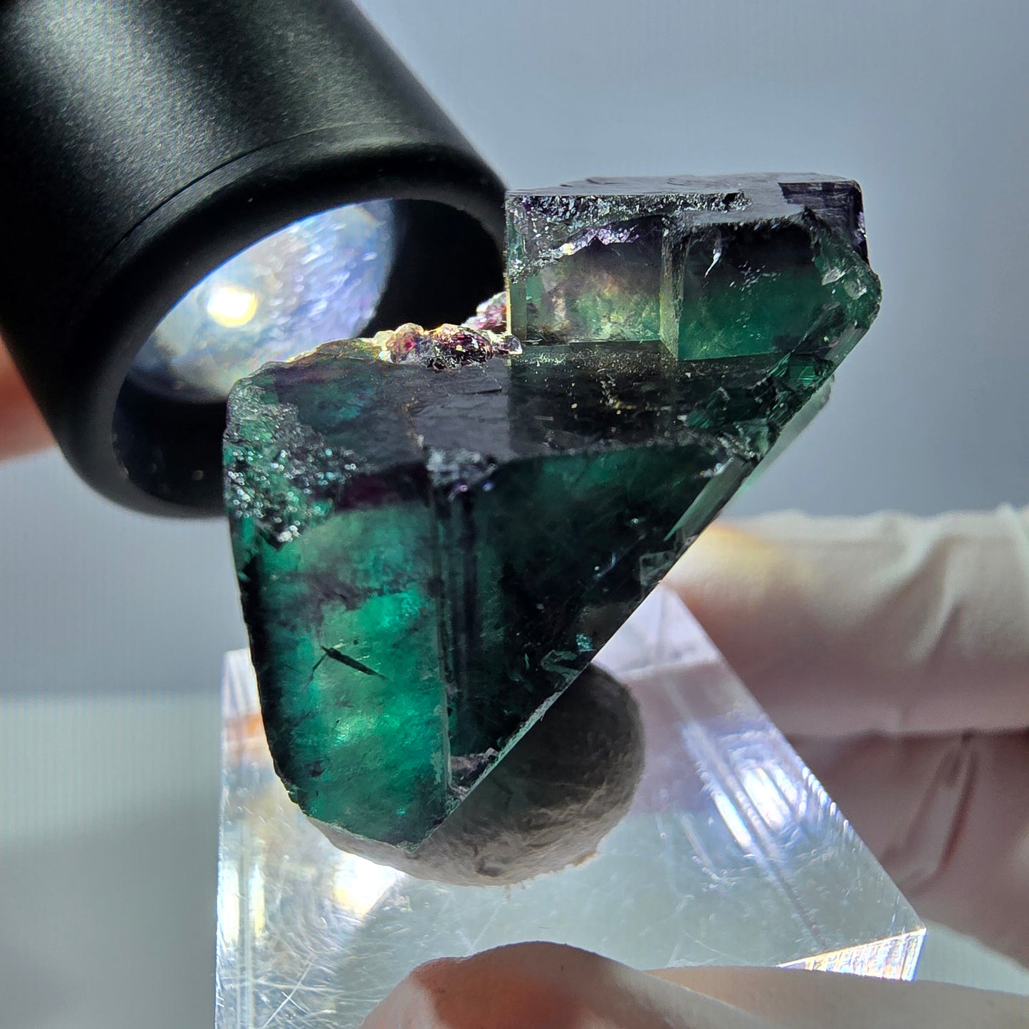 Seltene Fluorit Würfel Stufe, grün lila Okorusu, Namibia 29*28*27mm