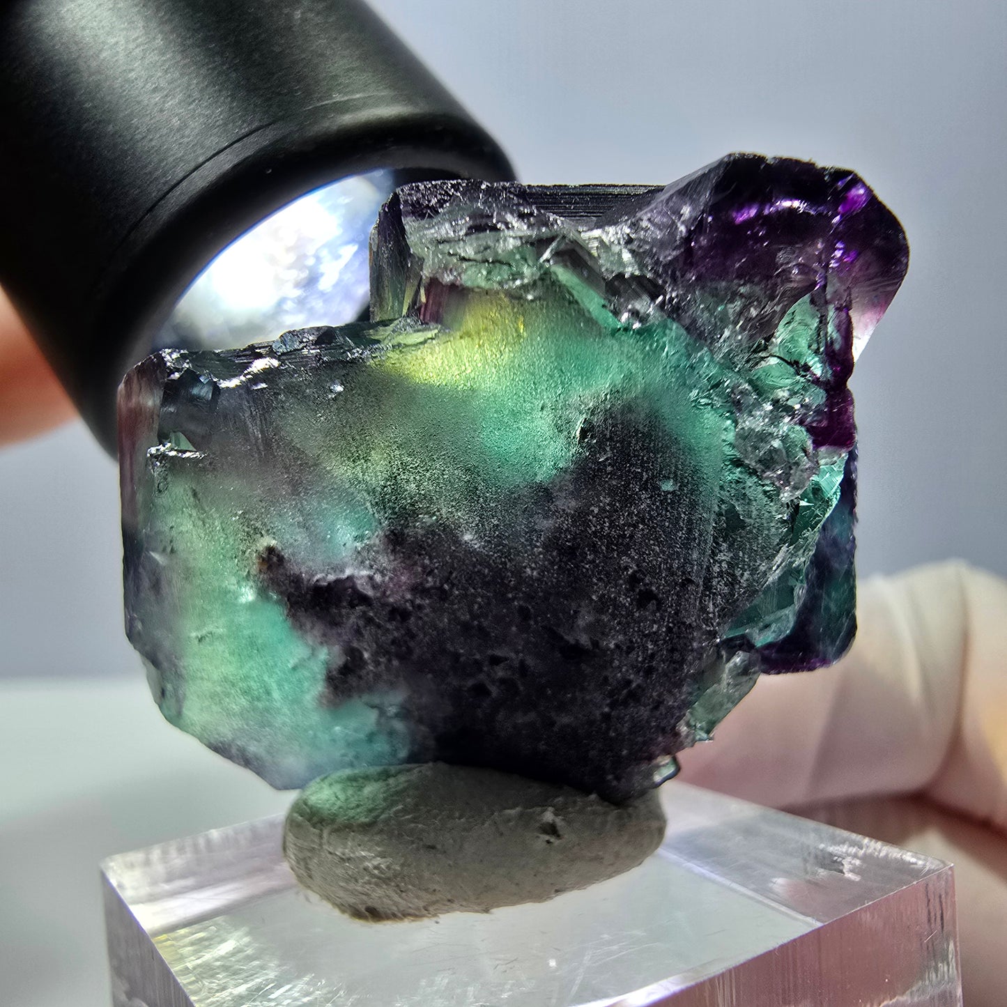 Seltene Fluorit Würfel Stufe, grün lila Okorusu, Namibia 29*28*27mm