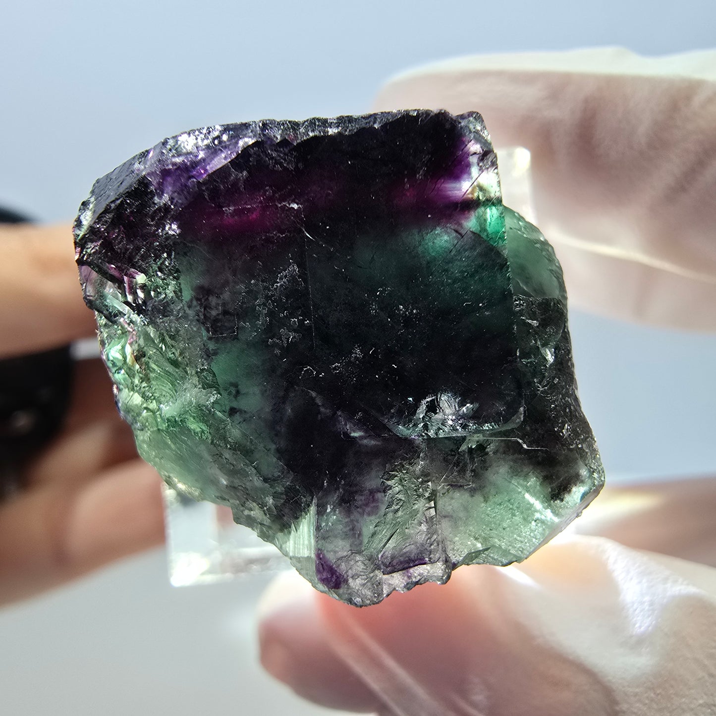 Seltene Fluorit Würfel Stufe, grün lila Okorusu, Namibia 24*23*22mm