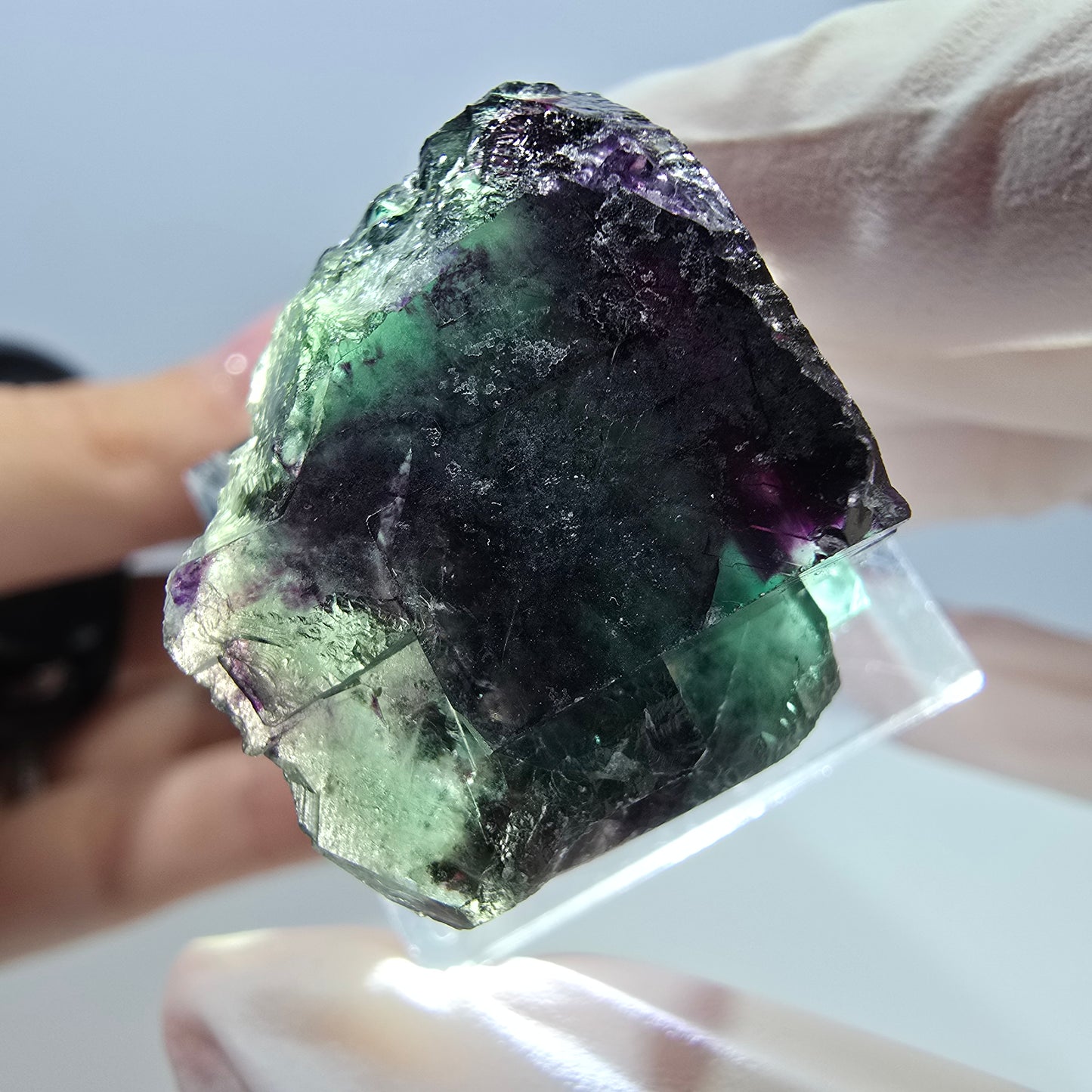 Seltene Fluorit Würfel Stufe, grün lila Okorusu, Namibia 24*23*22mm