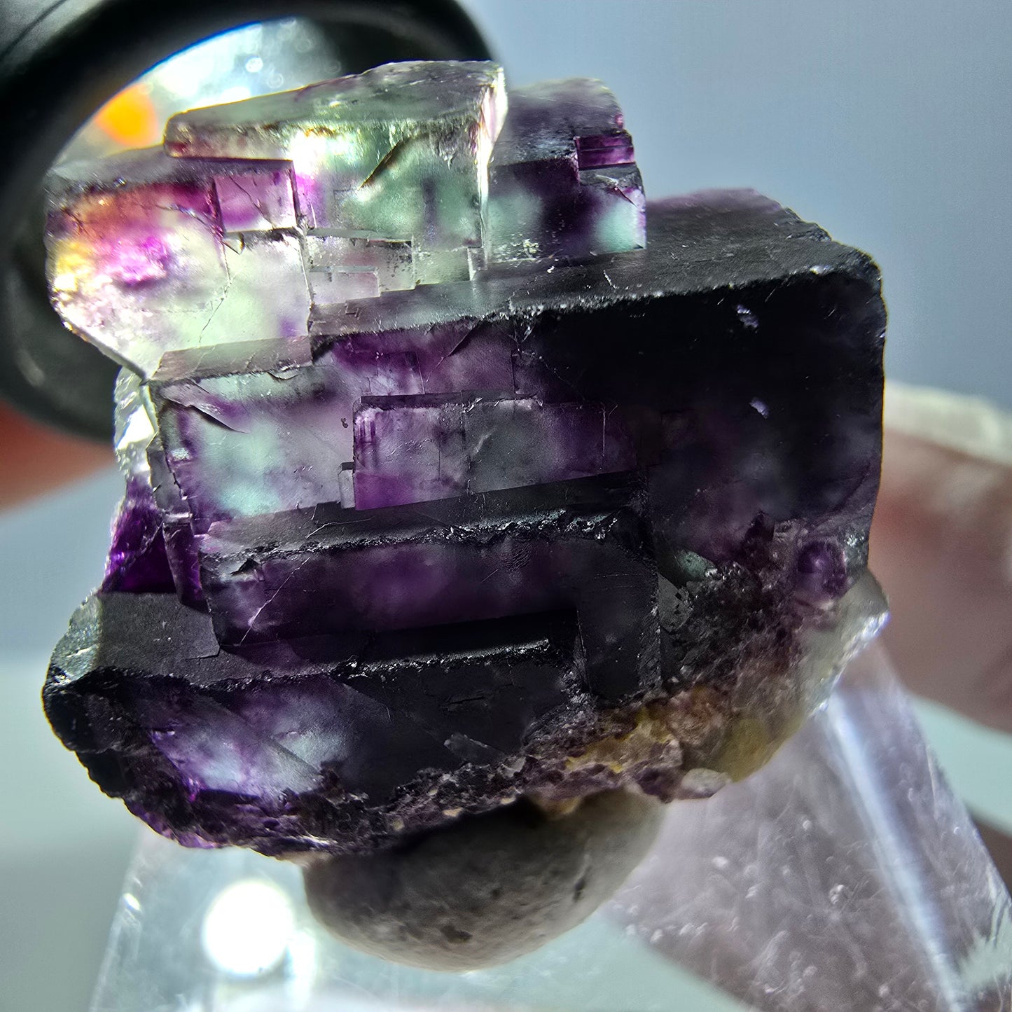 Seltene Fluorit Würfel Stufe, grün lila Okorusu, Namibia 26*24*19mm