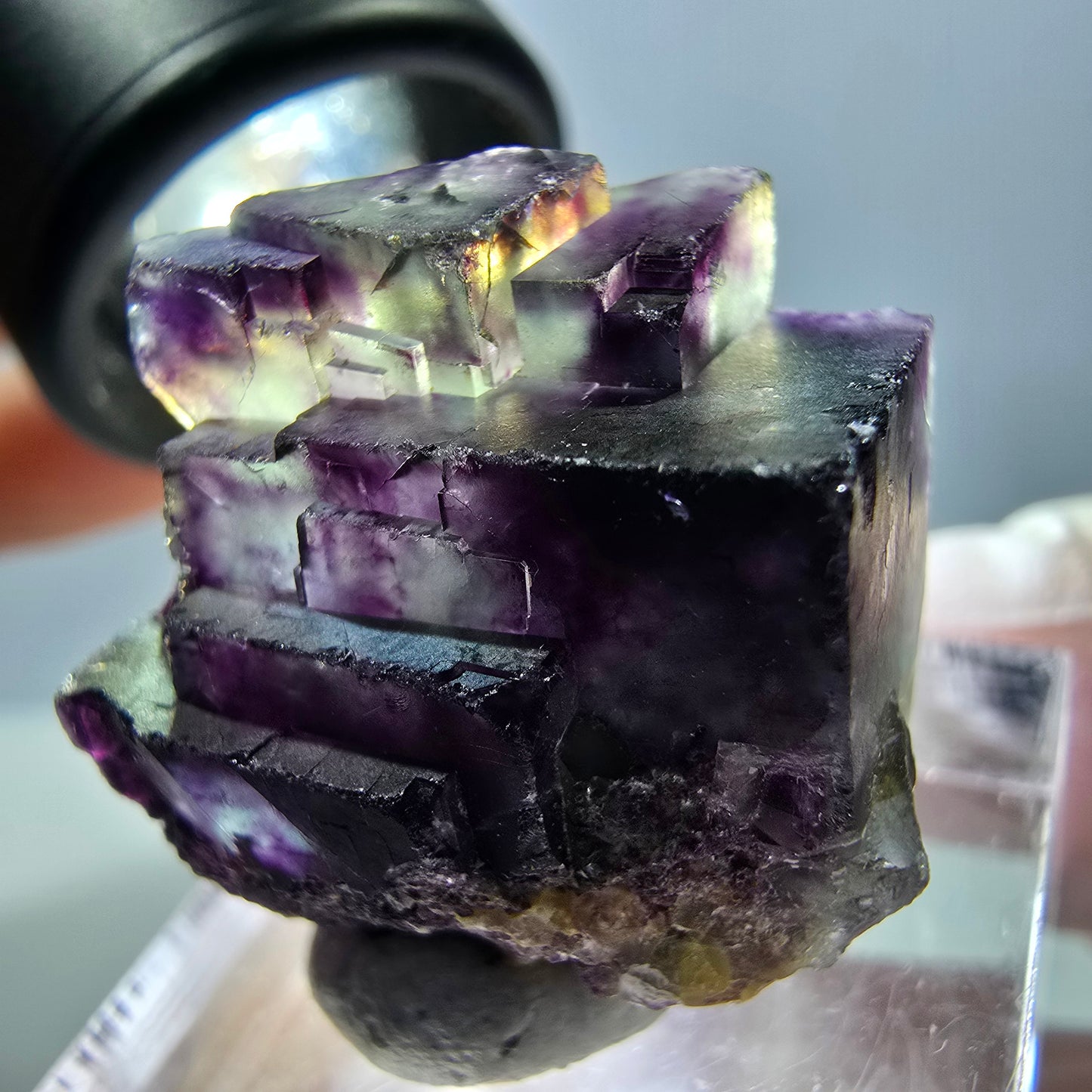 Seltene Fluorit Würfel Stufe, grün lila Okorusu, Namibia 26*24*19mm