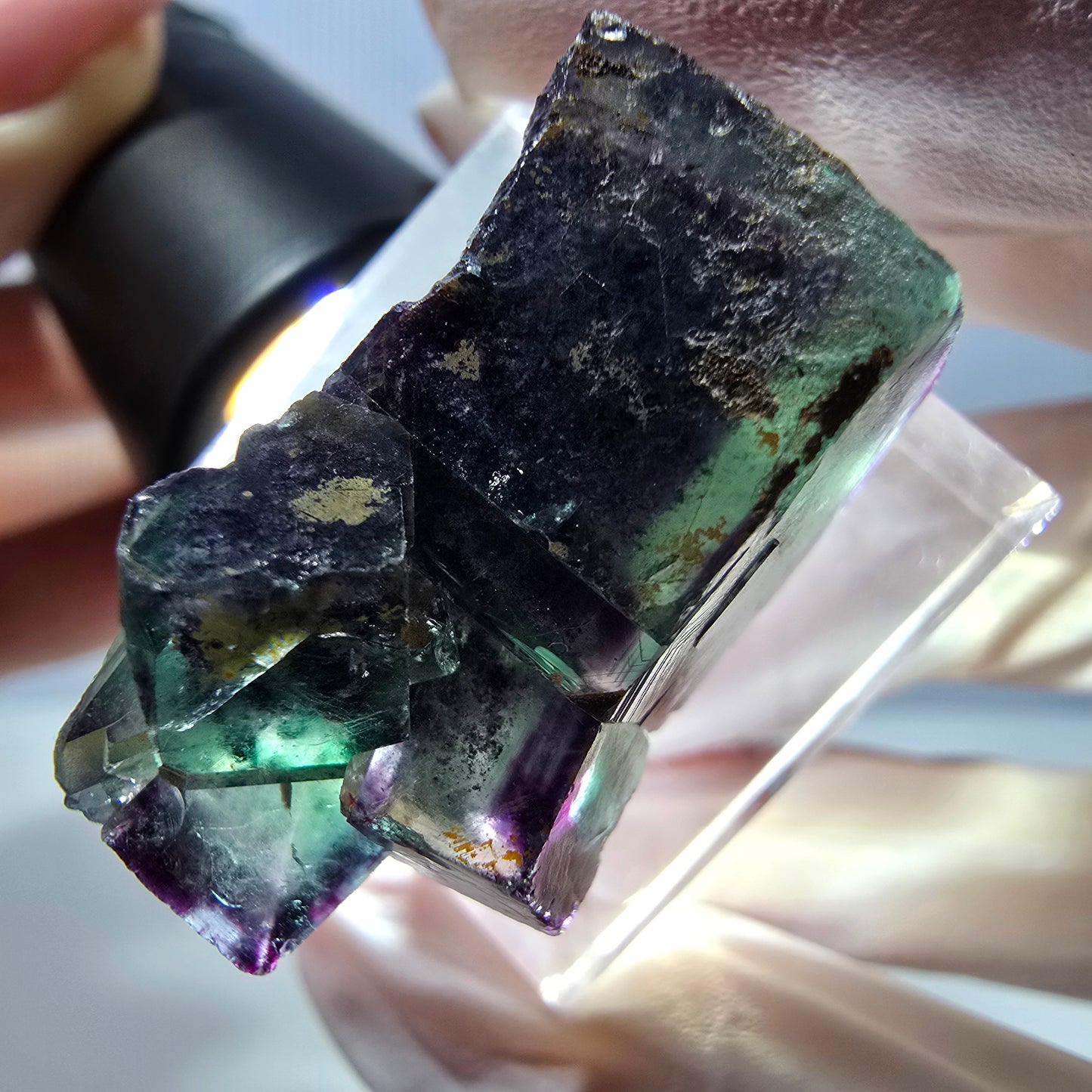Seltene Fluorit Würfel Stufe, grün lila Okorusu, Namibia 29*22*19mm