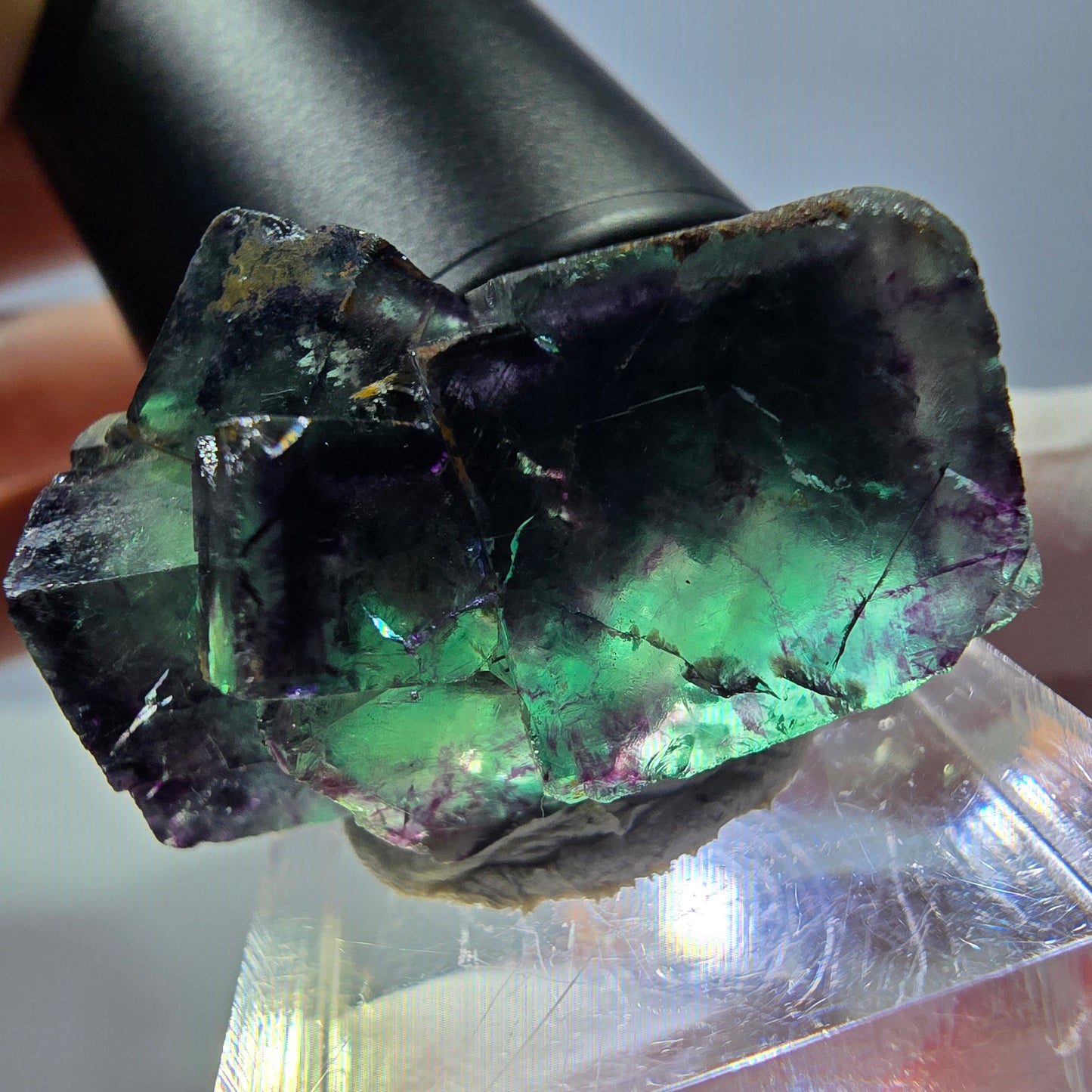 Seltene Fluorit Würfel Stufe, grün lila Okorusu, Namibia 29*22*19mm
