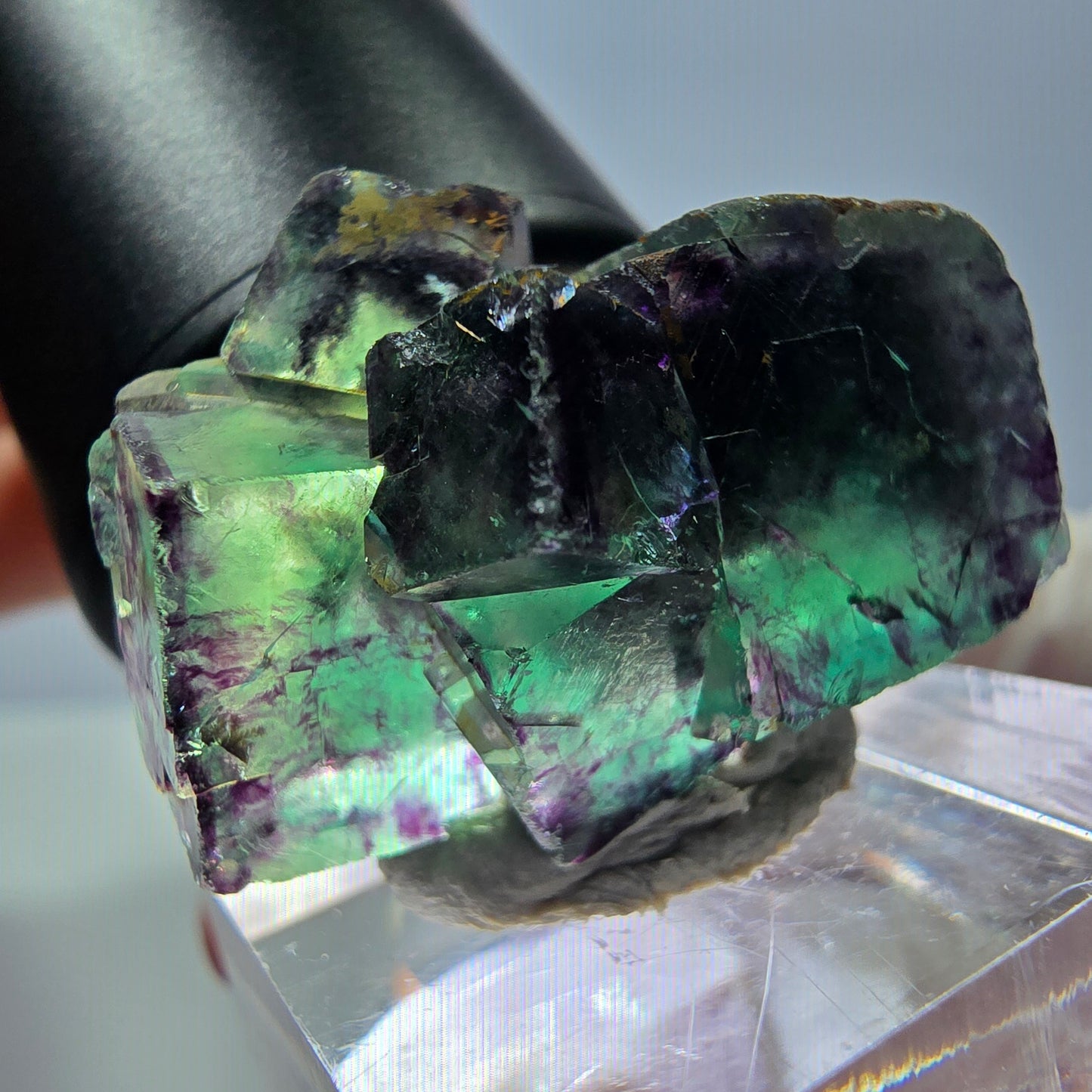 Seltene Fluorit Würfel Stufe, grün lila Okorusu, Namibia 29*22*19mm
