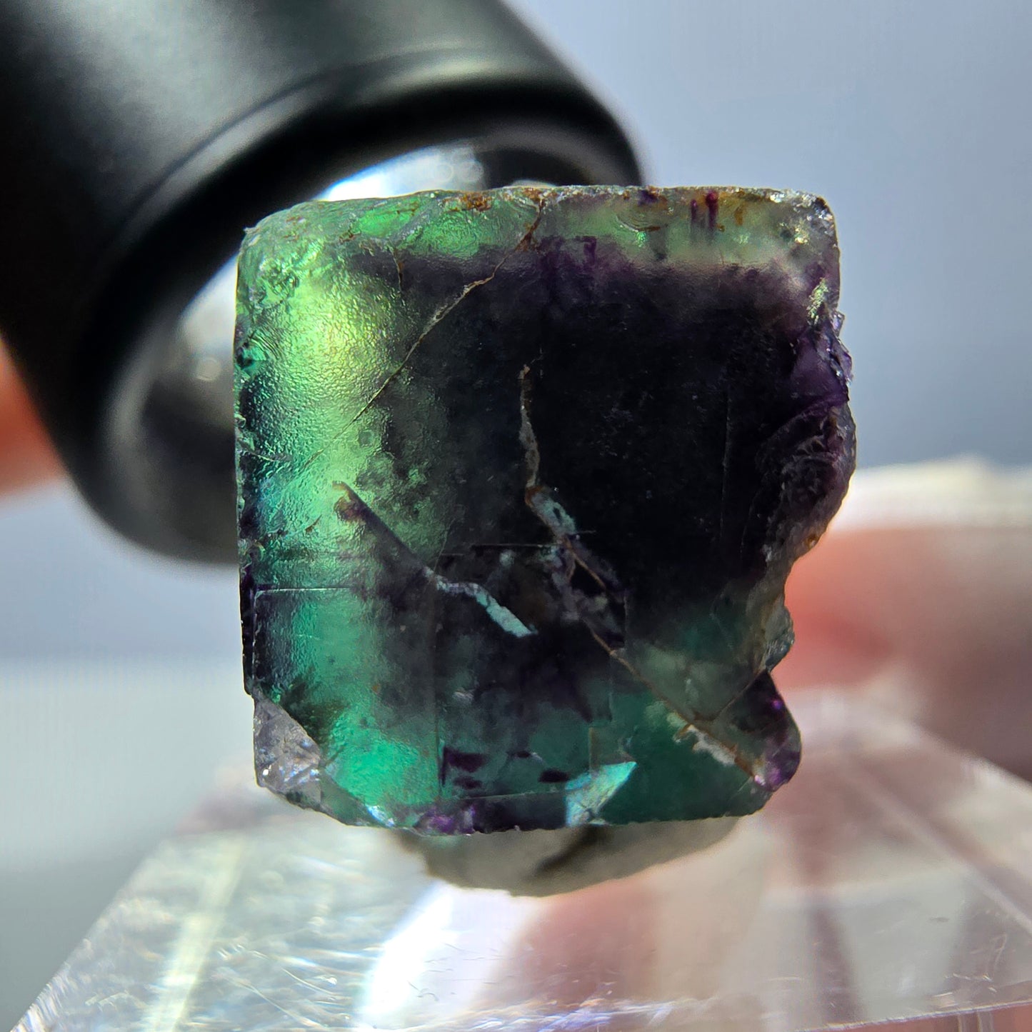 Seltene Fluorit Würfel Stufe, grün lila Okorusu, Namibia 29*22*19mm