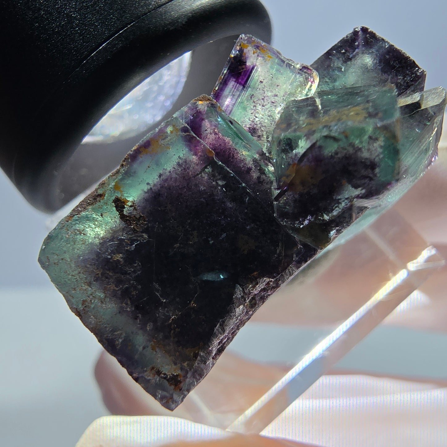 Seltene Fluorit Würfel Stufe, grün lila Okorusu, Namibia 29*22*19mm