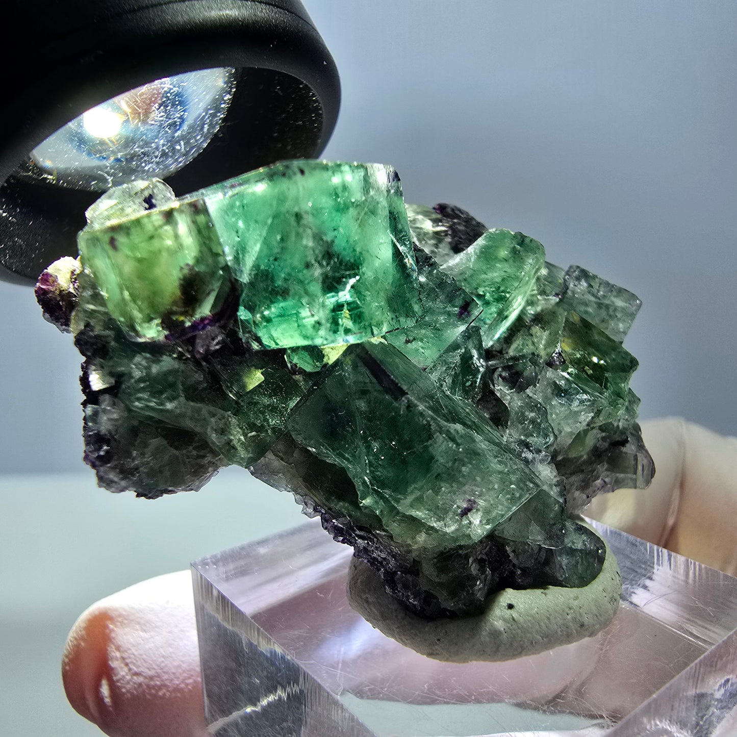 Seltene Fluorit Würfel Stufe, grün lila Okorusu, Namibia 44*35*18mm