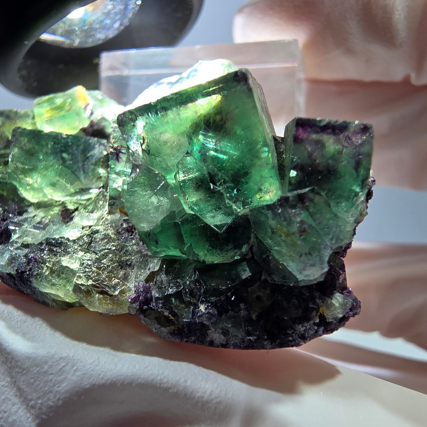 Seltene Fluorit Würfel Stufe, grün lila Okorusu, Namibia 44*35*18mm