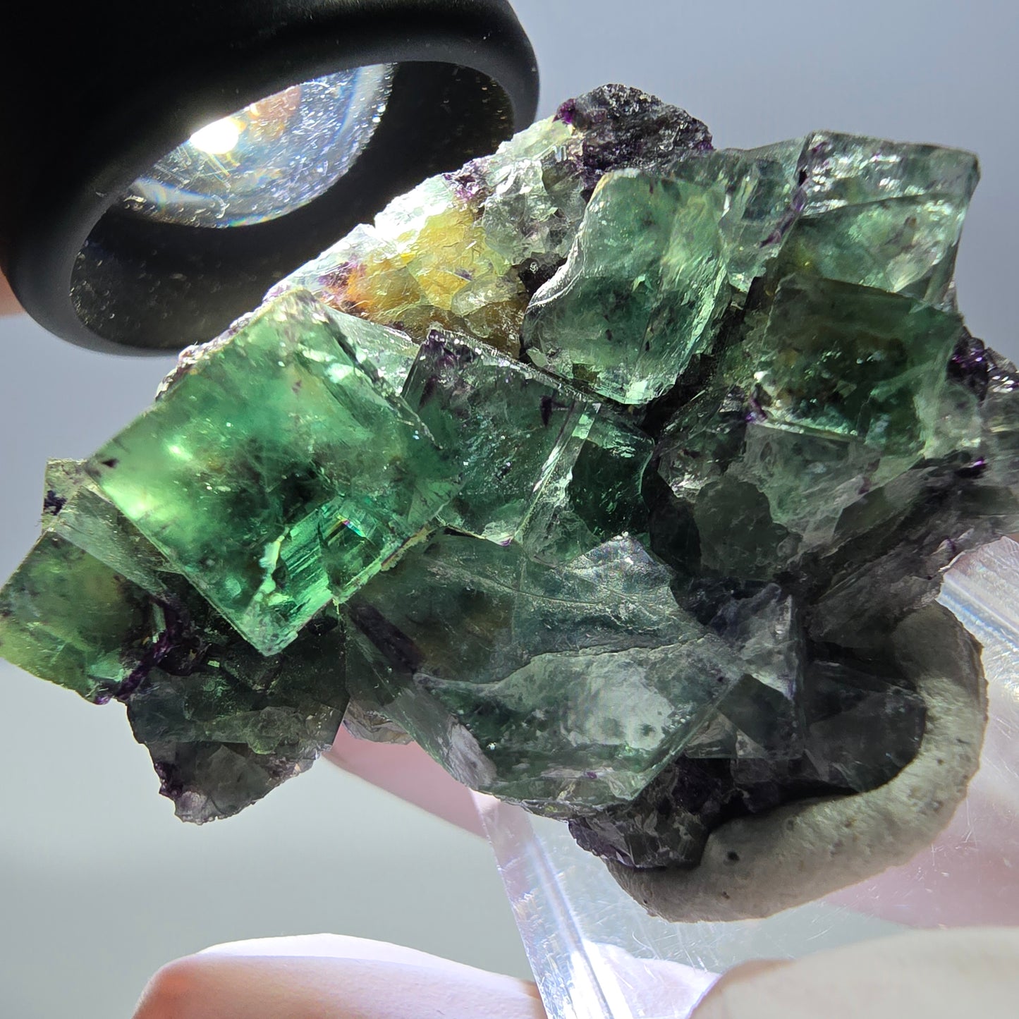 Seltene Fluorit Würfel Stufe, grün lila Okorusu, Namibia 44*35*18mm