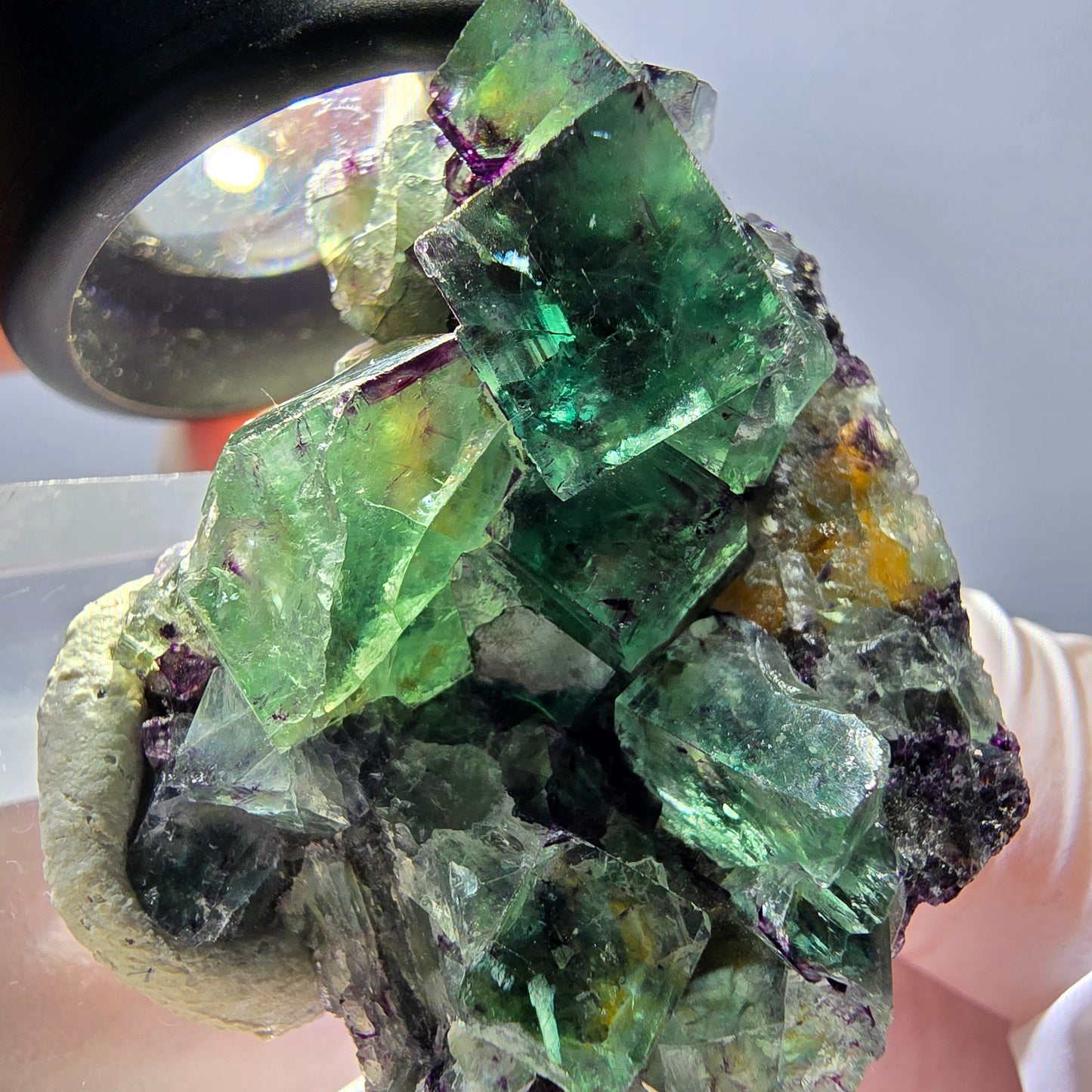 Seltene Fluorit Würfel Stufe, grün lila Okorusu, Namibia 44*35*18mm
