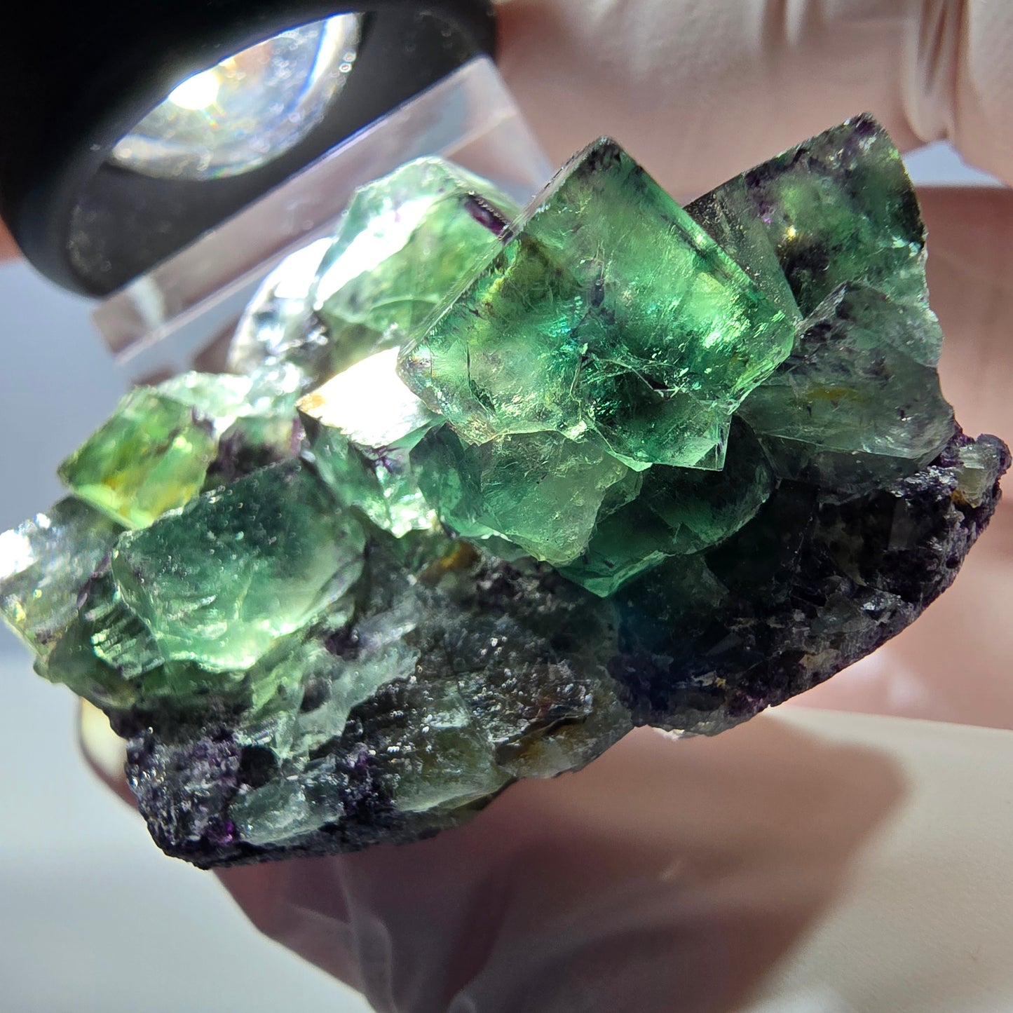 Seltene Fluorit Würfel Stufe, grün lila Okorusu, Namibia 44*35*18mm