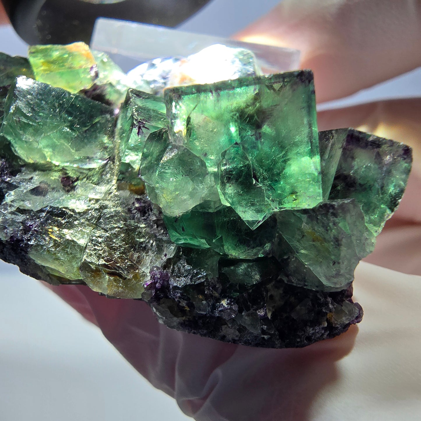 Seltene Fluorit Würfel Stufe, grün lila Okorusu, Namibia 44*35*18mm
