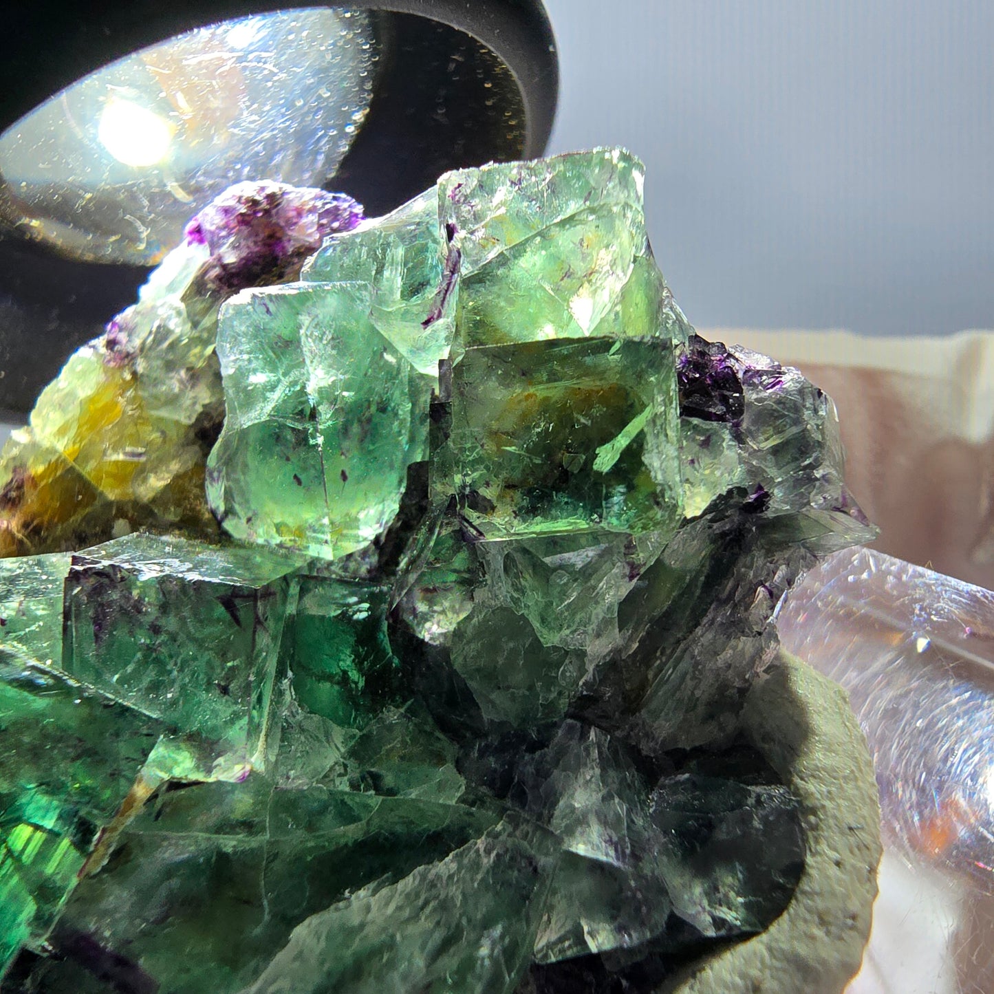 Seltene Fluorit Würfel Stufe, grün lila Okorusu, Namibia 44*35*18mm
