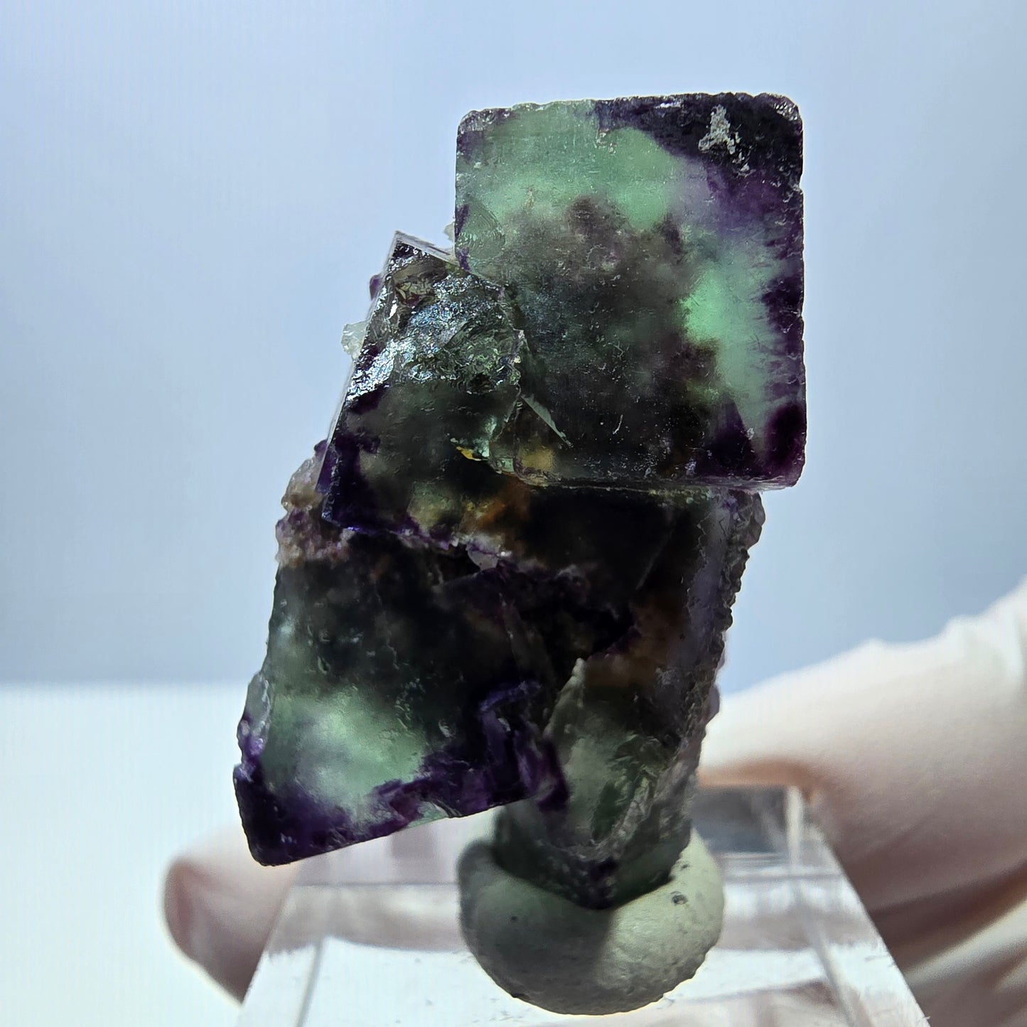 Phantom Fluorit Würfel Stufe, parkettiert, zonal Okorusu, Namibia 38*21*15mm