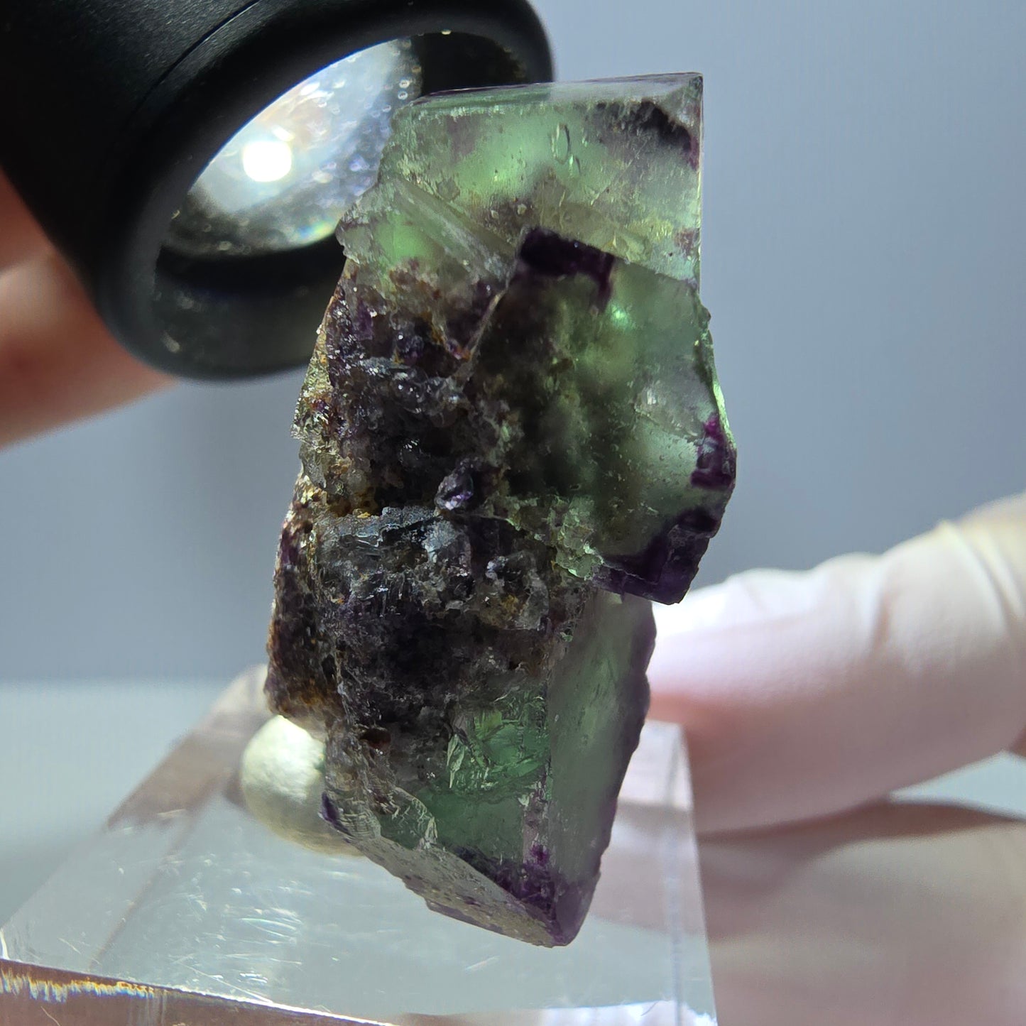 Phantom Fluorit Würfel Stufe, parkettiert, zonal Okorusu, Namibia 38*21*15mm