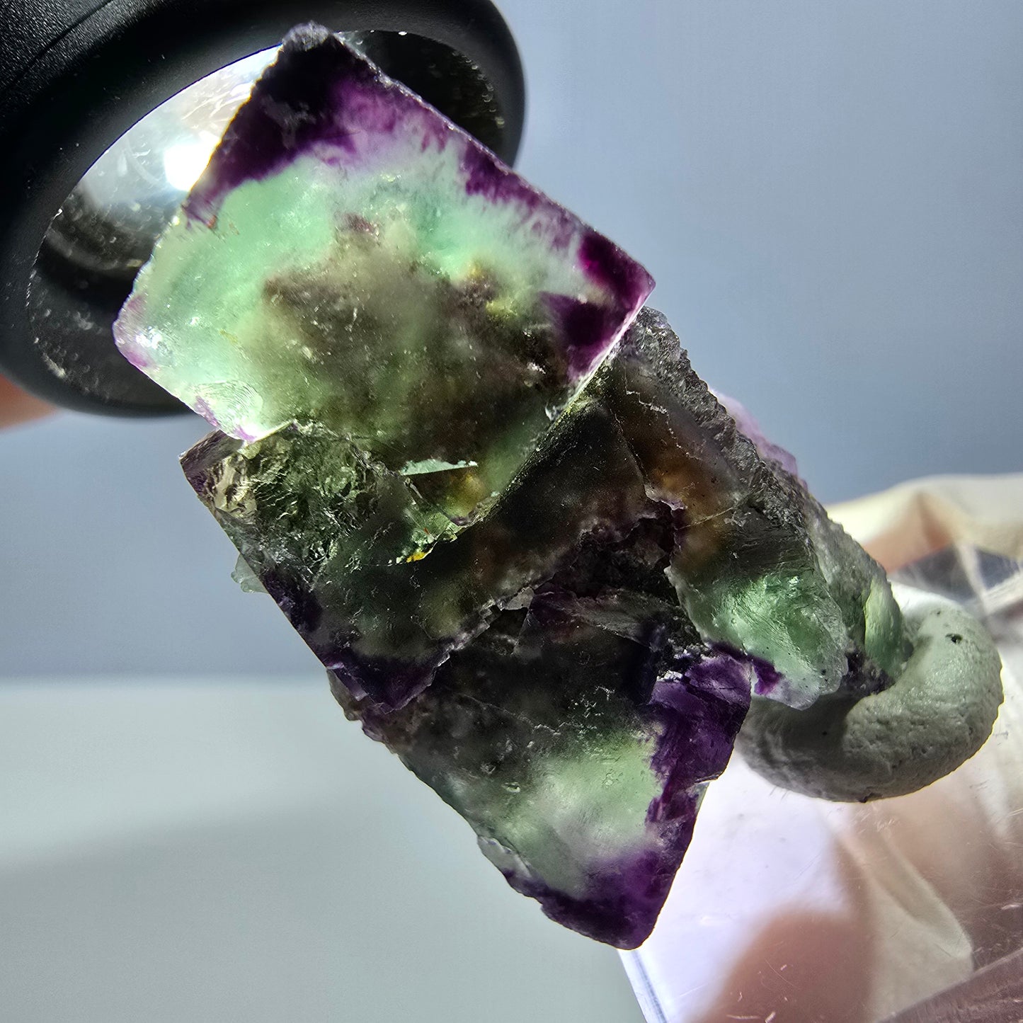 Phantom Fluorit Würfel Stufe, parkettiert, zonal Okorusu, Namibia 38*21*15mm