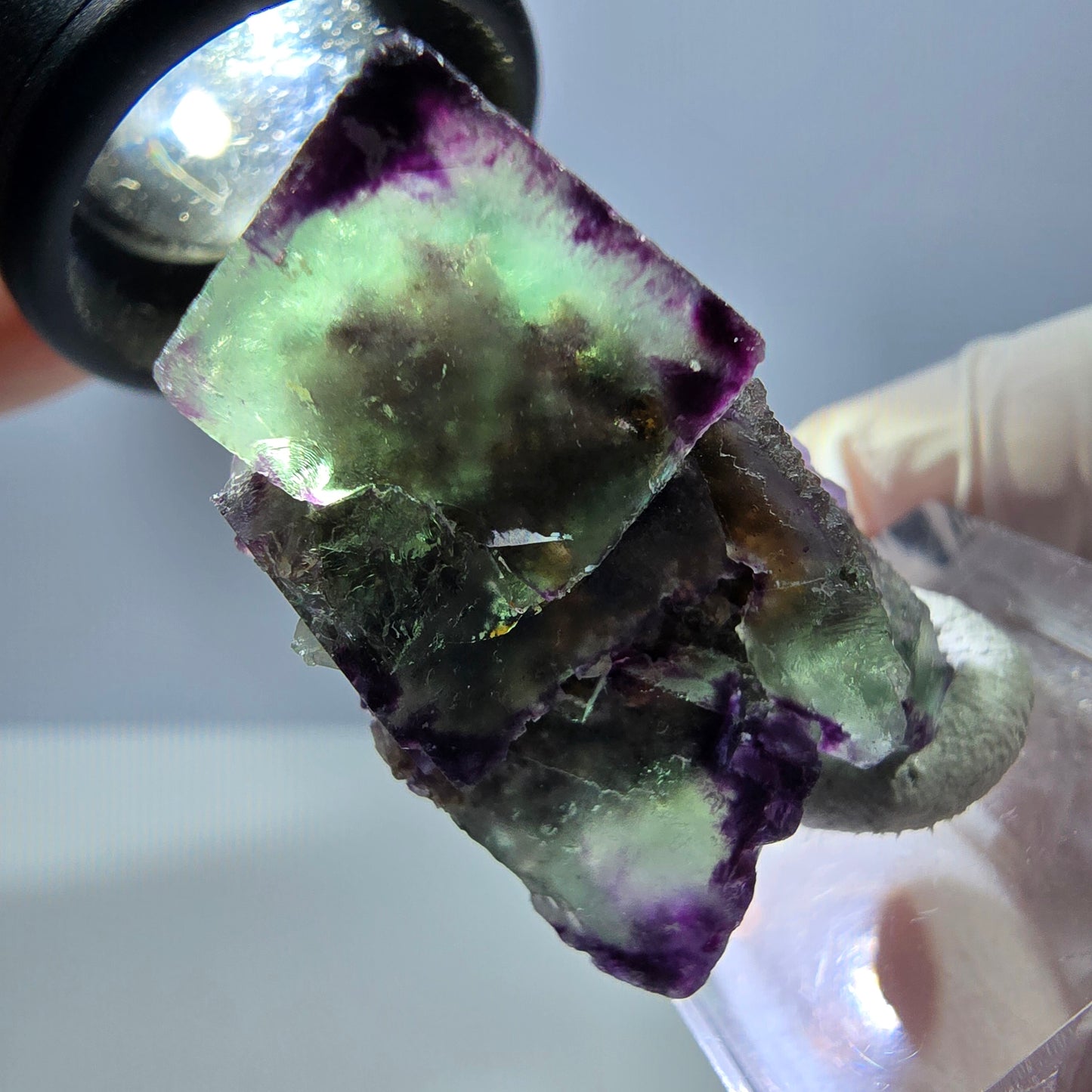 Phantom Fluorit Würfel Stufe, parkettiert, zonal Okorusu, Namibia 38*21*15mm