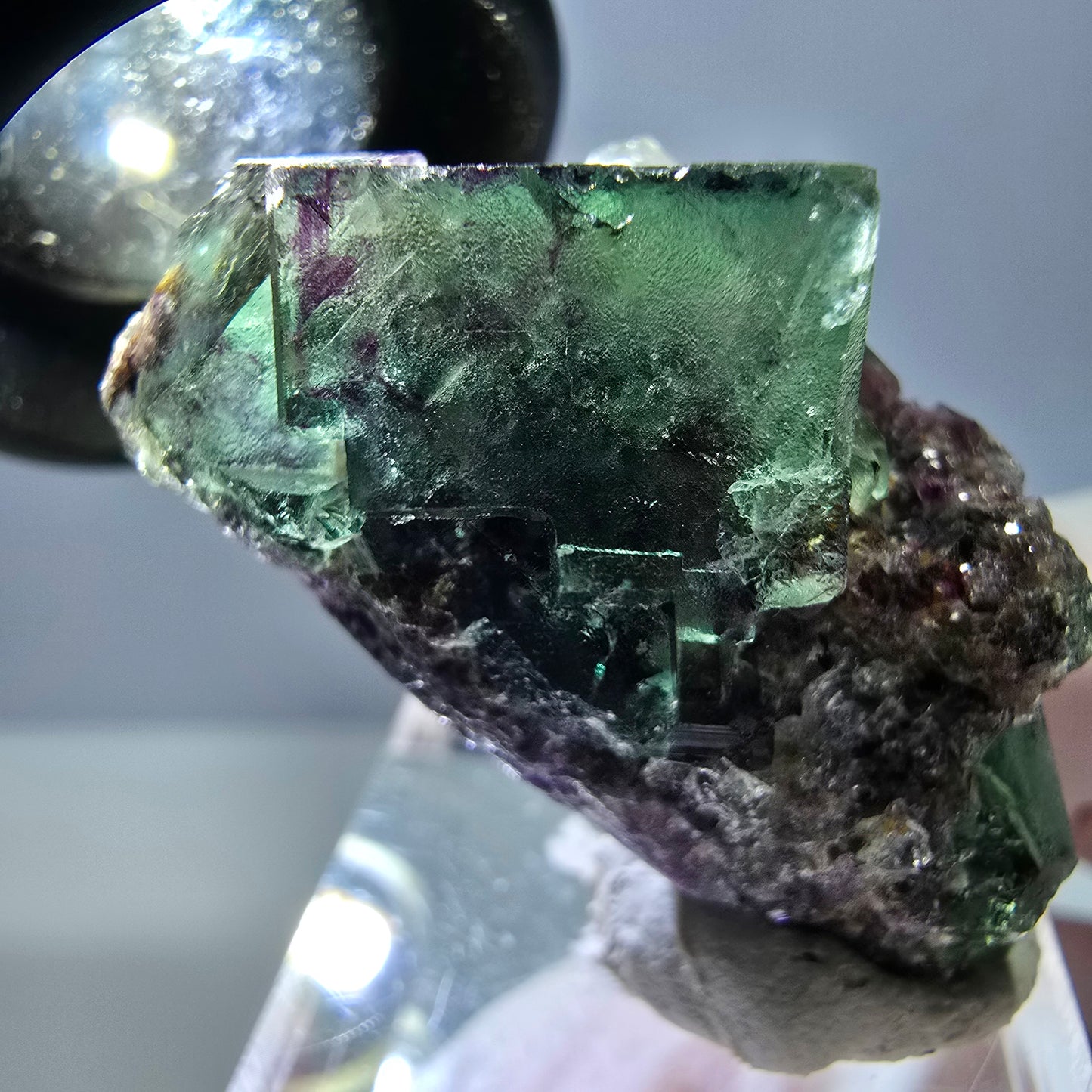 Phantom Fluorit Würfel Stufe, parkettiert grün lila Okorusu, Namibia 39*24*20mm
