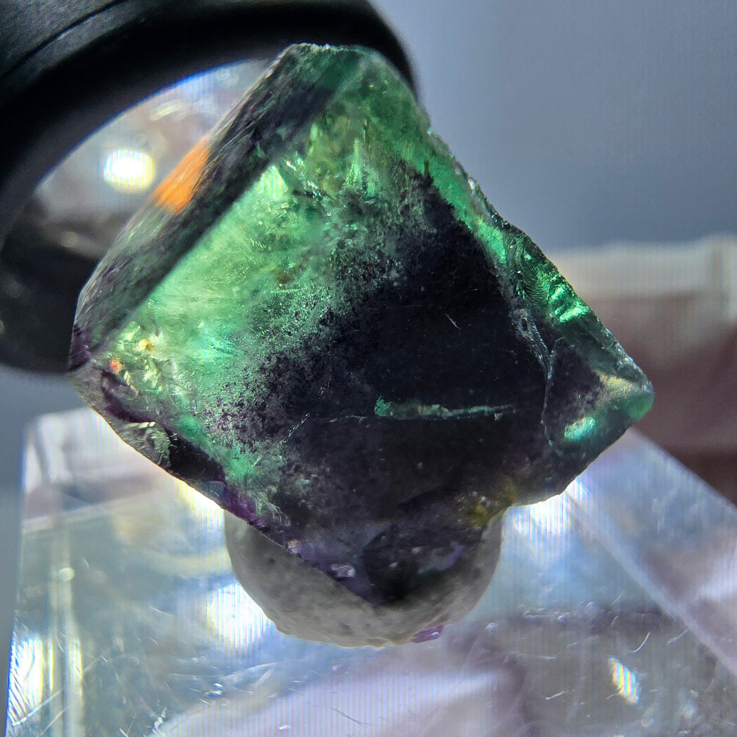 Phantom Fluorit Würfel Stufe, grün lila Okorusu, Namibia 15*12*11mm