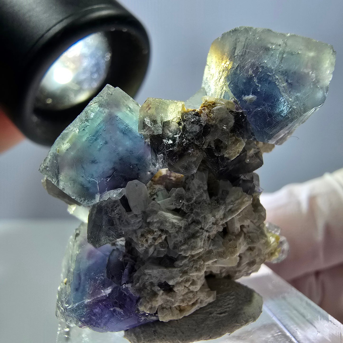 Phantom Fluorit Würfel Stufe, blau lila Okorusu, Namibia 34*29*20mm