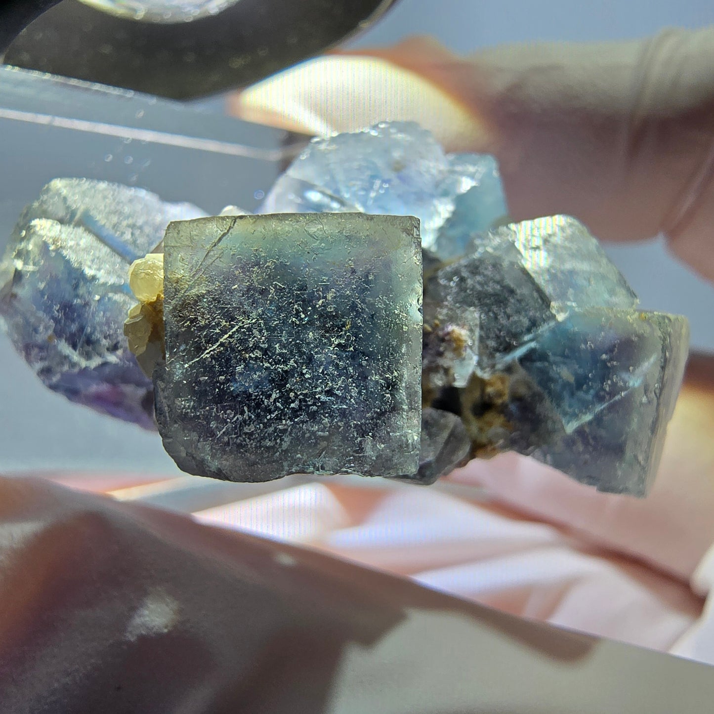 Phantom Fluorit Würfel Stufe, blau lila Okorusu, Namibia 34*29*20mm