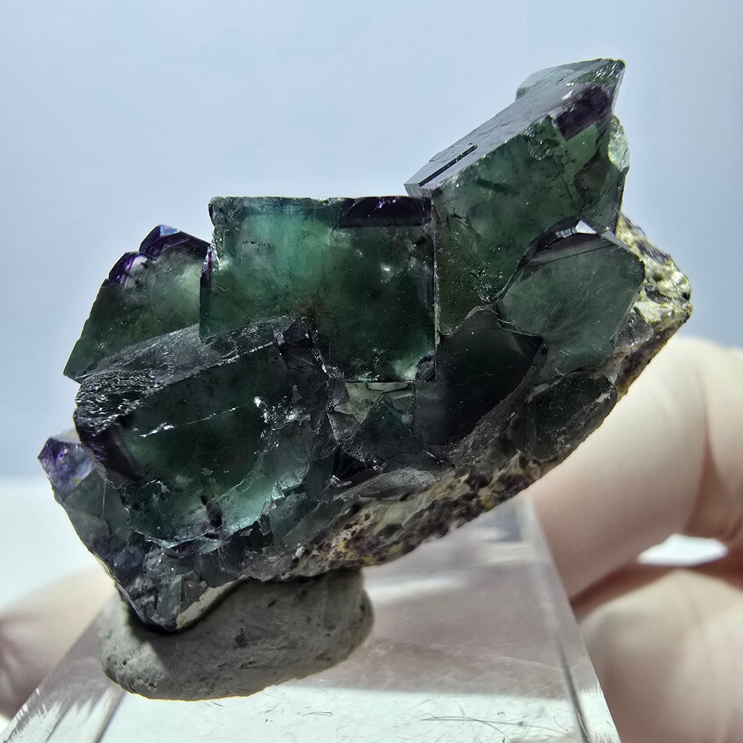Phantom Fluorit Würfel Stufe, grün lila Okorusu, Namibia 39*18*12mm