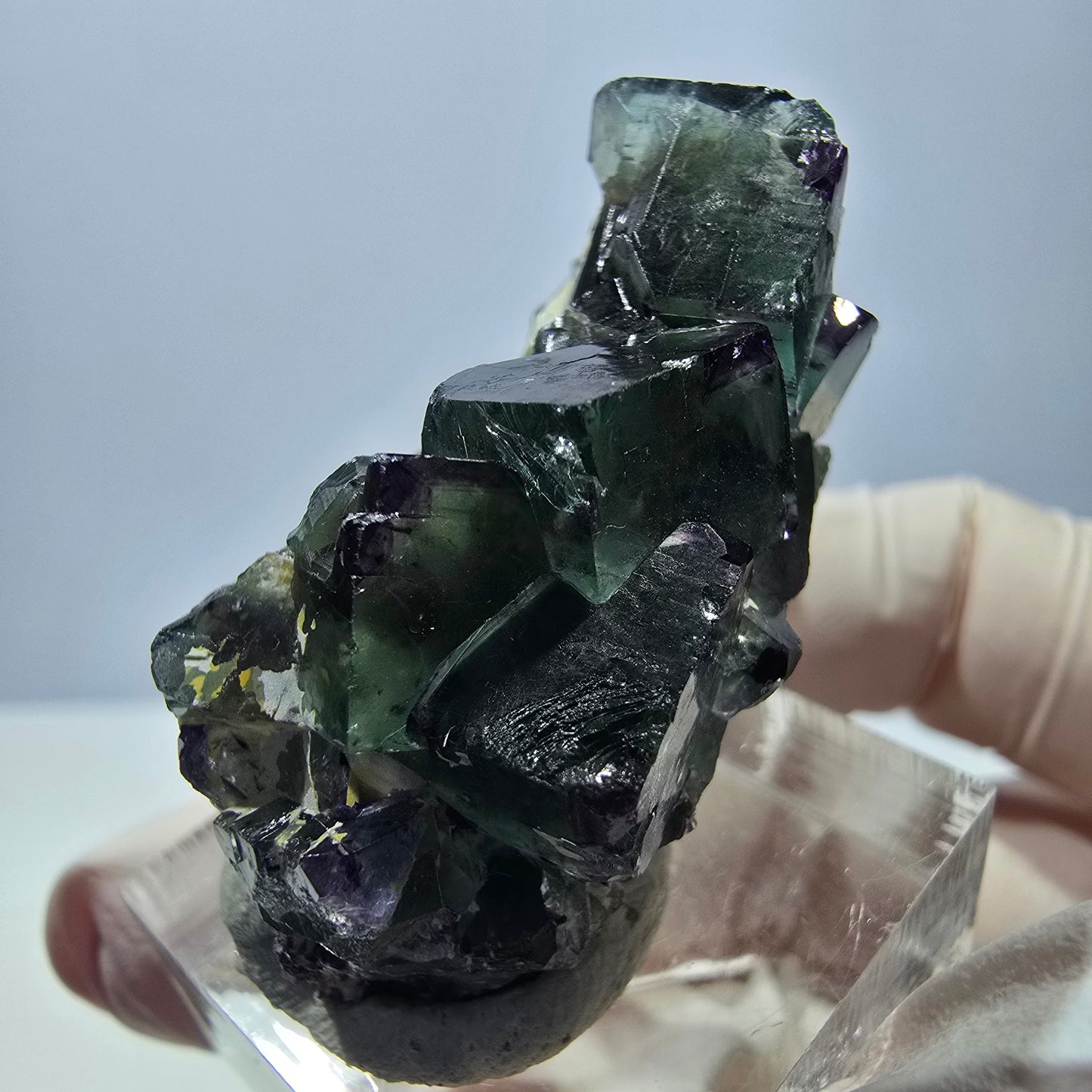 Phantom Fluorit Würfel Stufe, grün lila Okorusu, Namibia 39*18*12mm